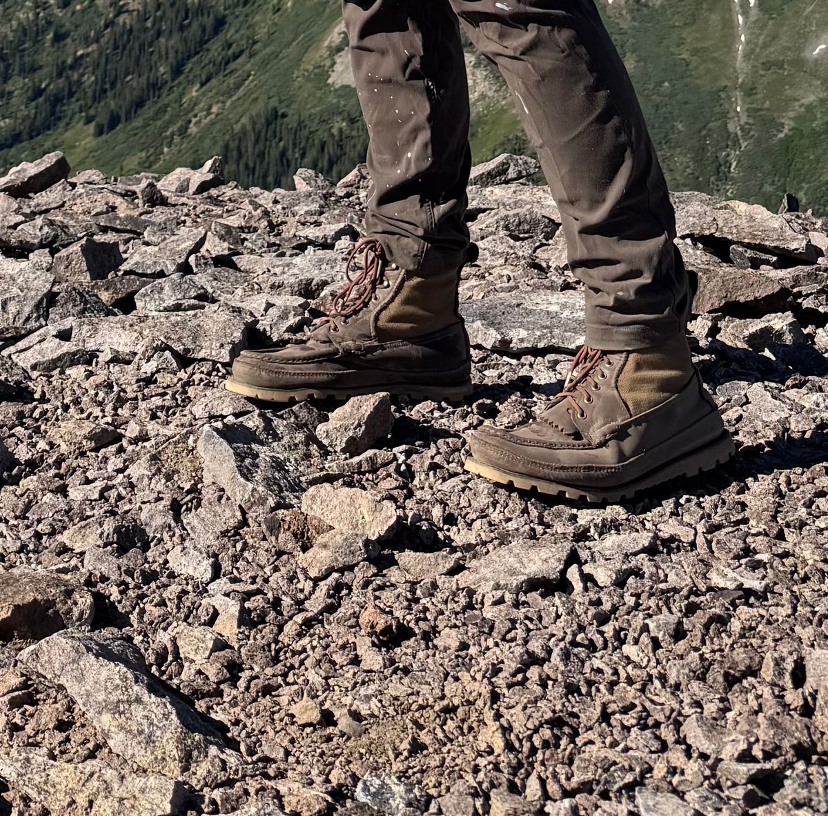 Photo by johnny.tahoe on July 6, 2025 of the Russell Moccasin Co. Joe's PH in Weathered Oak Timberjack.
