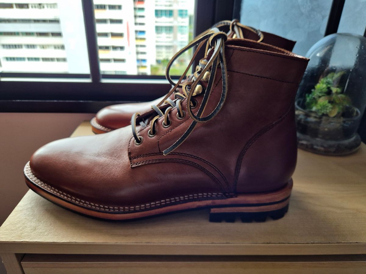 Photo by ryanpiyo on June 30, 2024 of the Parkhurst The Allen in Tempesti Cognac Veg Tan.