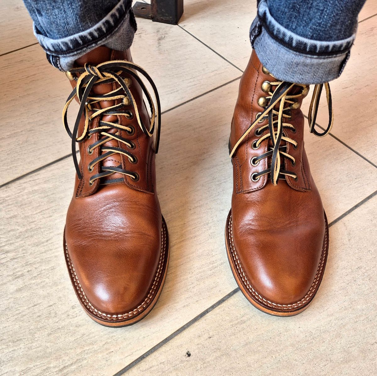 Photo by ryanpiyo on July 20, 2024 of the Parkhurst The Allen in Tempesti Cognac Veg Tan.