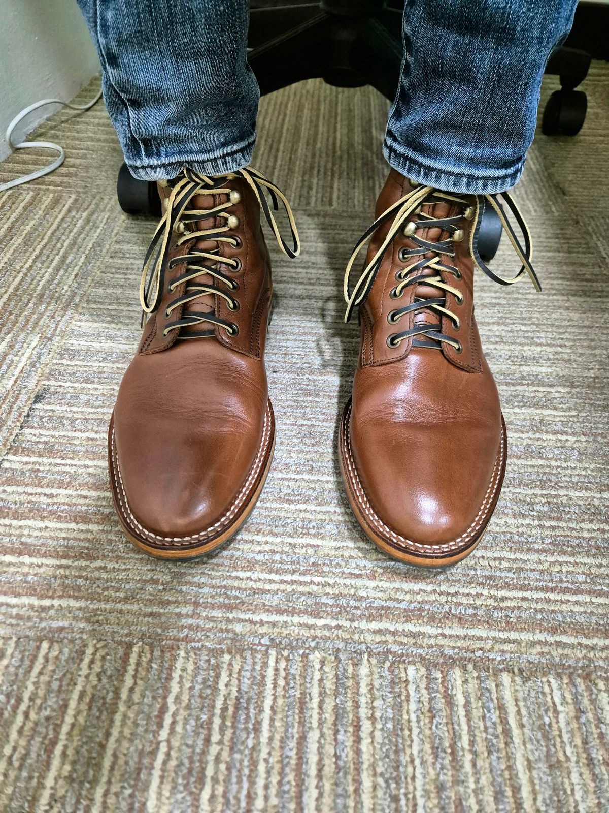 Photo by ryanpiyo on July 9, 2024 of the Parkhurst The Allen in Tempesti Cognac Veg Tan.