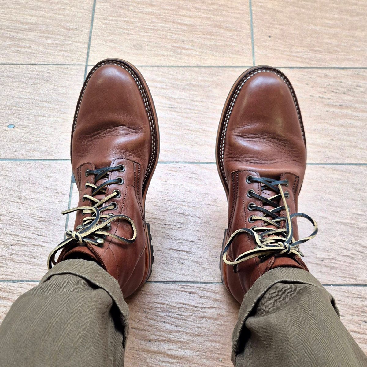 Photo by ryanpiyo on January 9, 2025 of the Parkhurst The Allen in Tempesti Cognac Veg Tan.