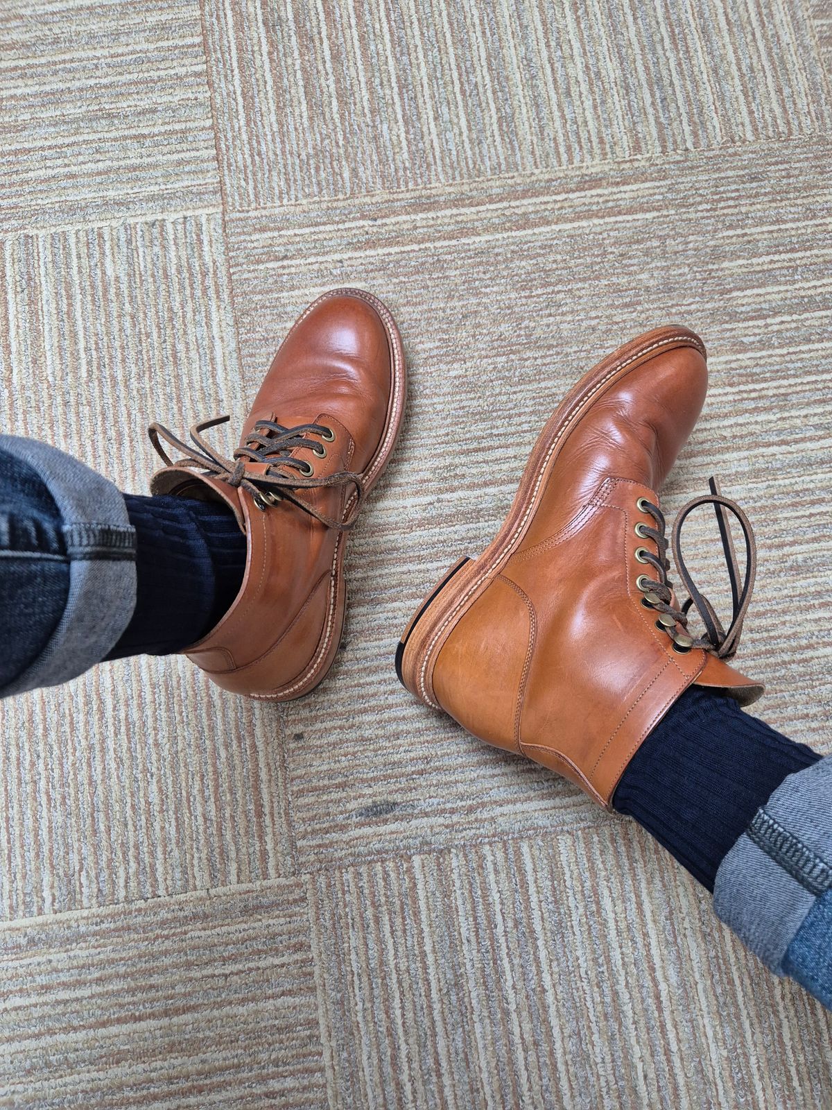 Photo by ryanpiyo on February 24, 2024 of the Grant Stone Diesel Boot in Badalassi Carlo Saddle Tan Minerva.