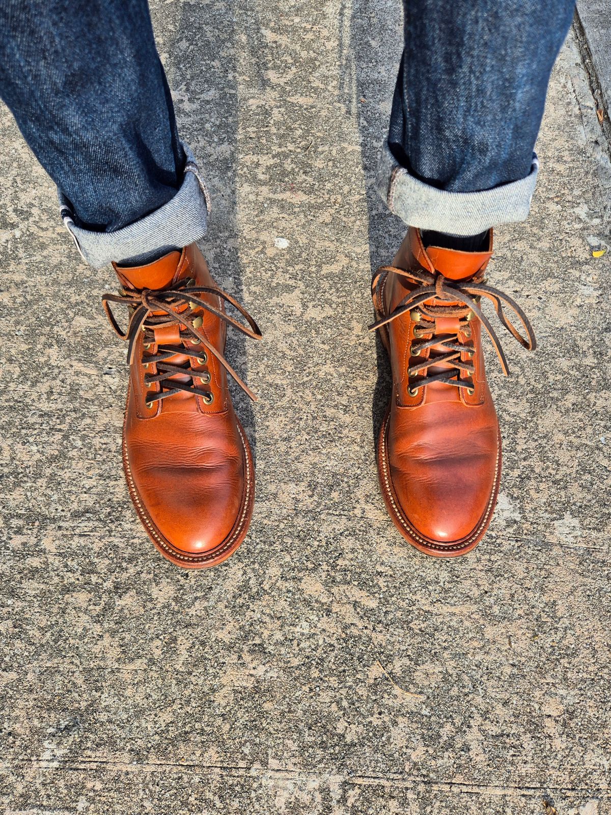 Photo by ryanpiyo on April 26, 2024 of the Grant Stone Diesel Boot in Badalassi Carlo Saddle Tan Minerva.