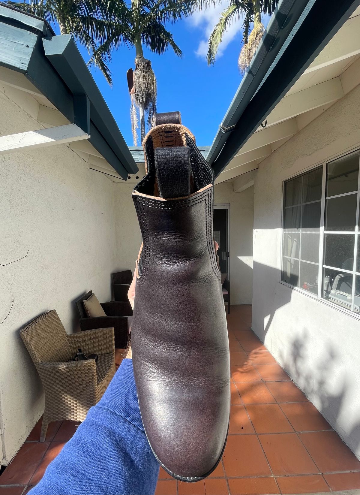 Photo by okimoti on December 27, 2025 of the Timeworn Clothing Side Gore Boots in Black Steerhide.