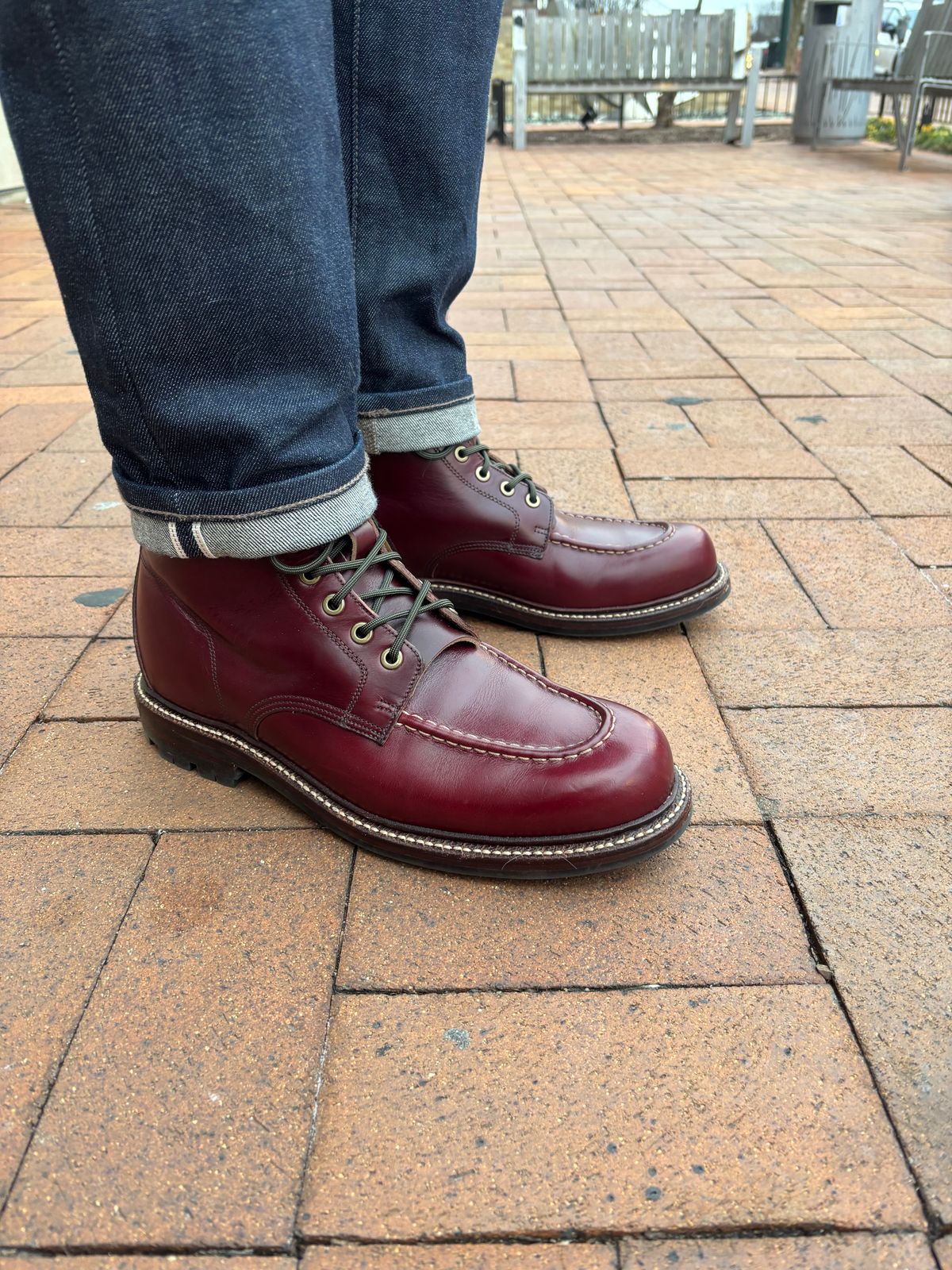 Photo by Nauta on January 16, 2026 of the Grant Stone Brass Boot in Horween Color 8 Chromexcel.