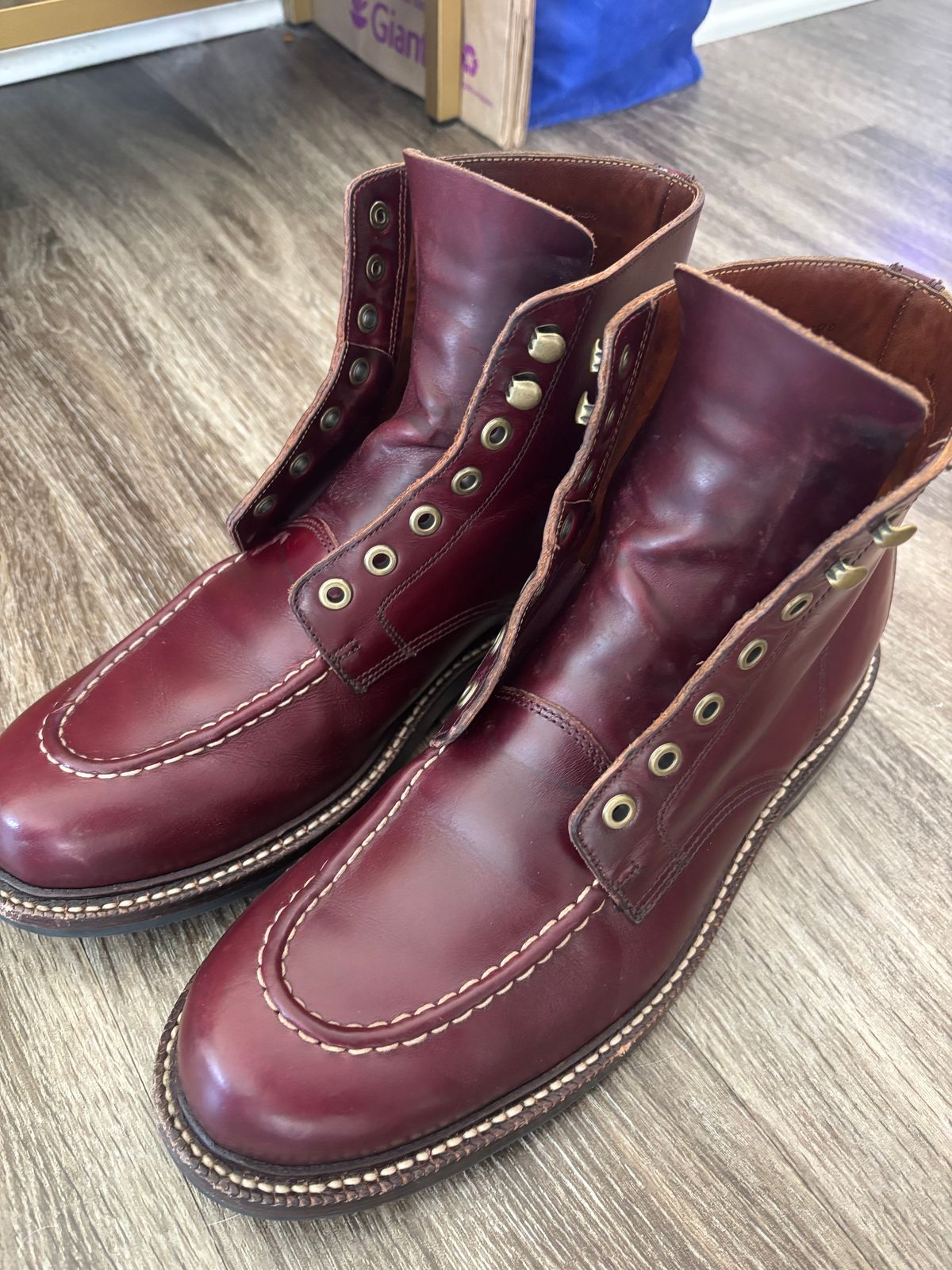 Photo by Nauta on May 30, 2026 of the Grant Stone Brass Boot in Horween Color 8 Chromexcel.