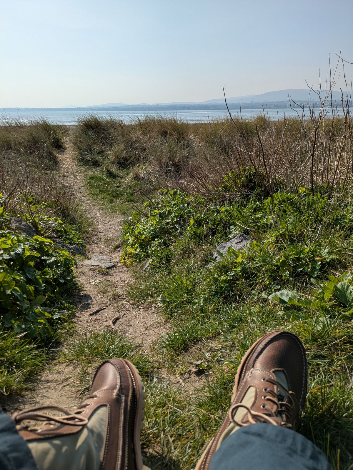 Photo by Seatpost on March 21, 2026 of the Easymoc Rangeley in Seidel Adirondack Grizzly & U.S. Navy Deck Overall Whipcord.