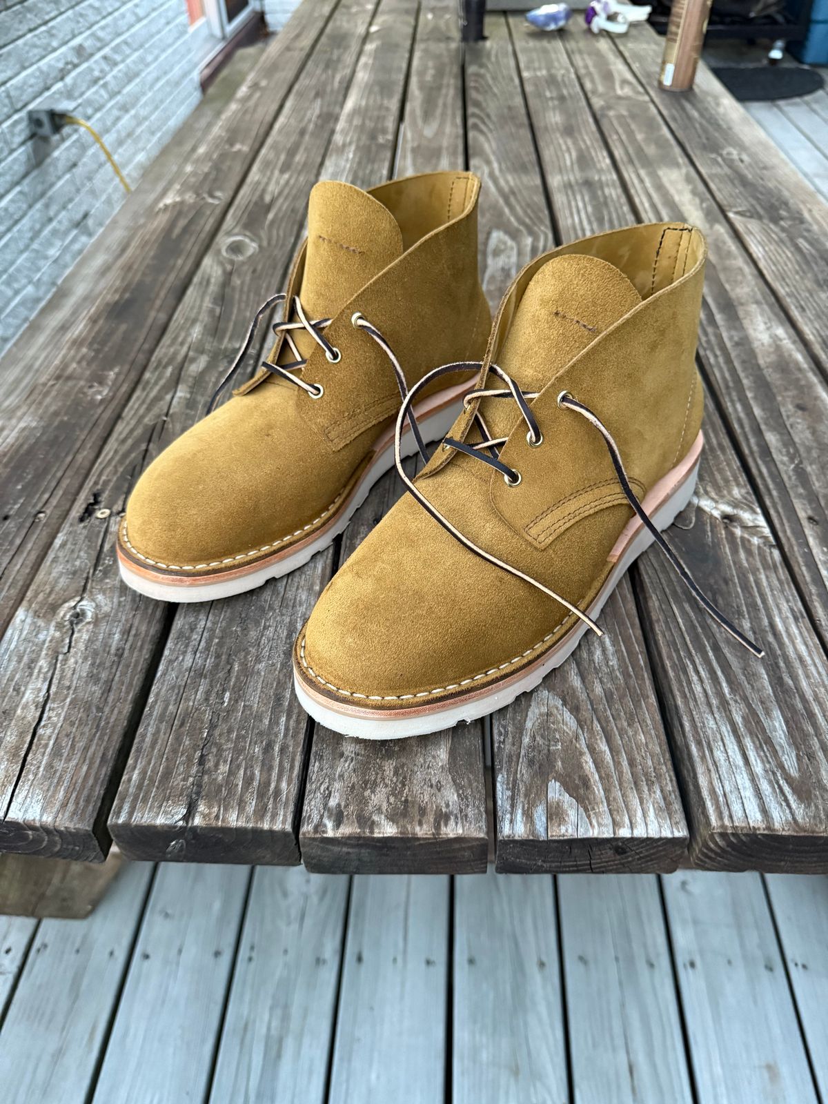 Photo by JBravo on August 13, 2025 of the Nicks Chukka in Tasman Leather Group Coyote Roughout.