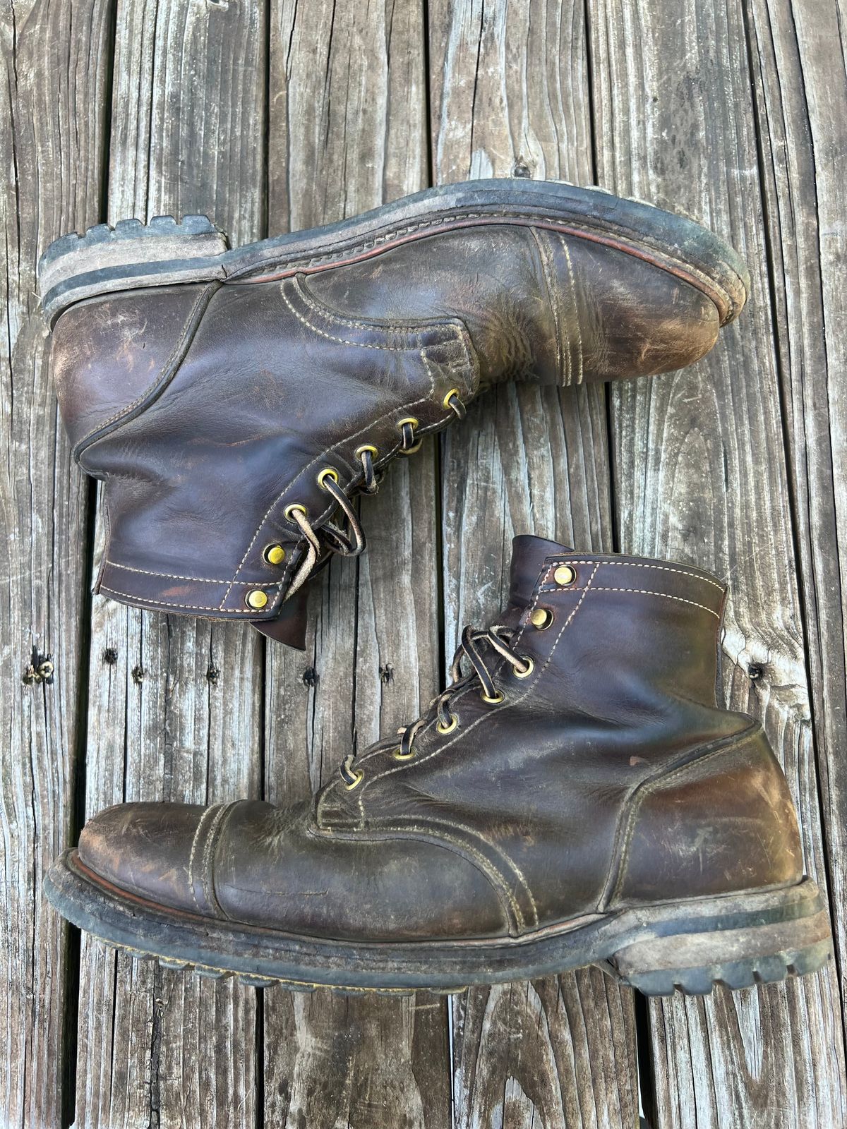 Photo by JBravo on July 19, 2024 of the Truman Cap Toe Boot in Horween Whiskey Predator.