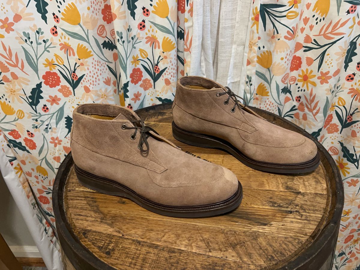 Photo by neogeo on October 4, 2025 of the Viberg Bernhard Boot in Eco Veg Fallow Suede Roughout.