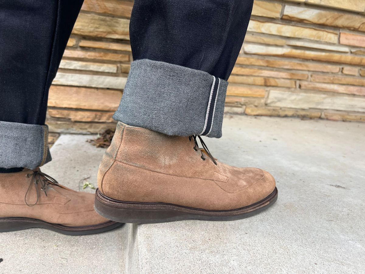 Photo by neogeo on October 31, 2025 of the Viberg Bernhard Boot in Eco Veg Fallow Suede Roughout.