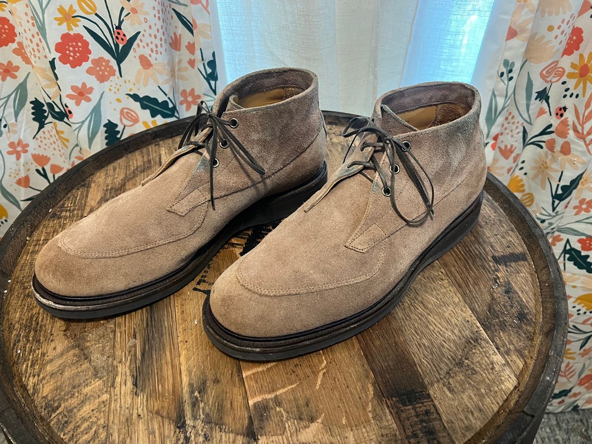 Photo by neogeo on October 31, 2025 of the Viberg Bernhard Boot in Eco Veg Fallow Suede Roughout.