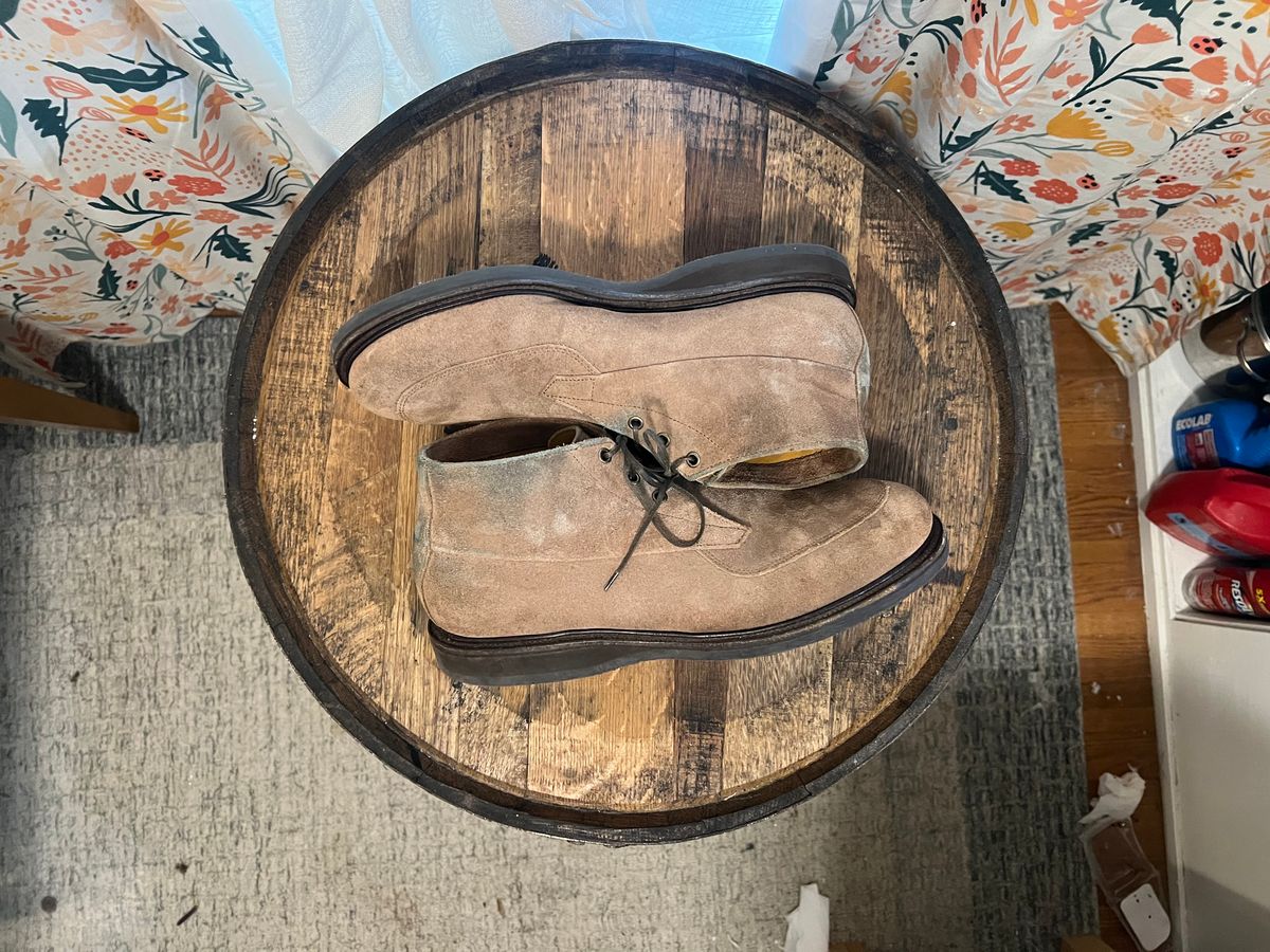 Photo by neogeo on October 31, 2025 of the Viberg Bernhard Boot in Eco Veg Fallow Suede Roughout.