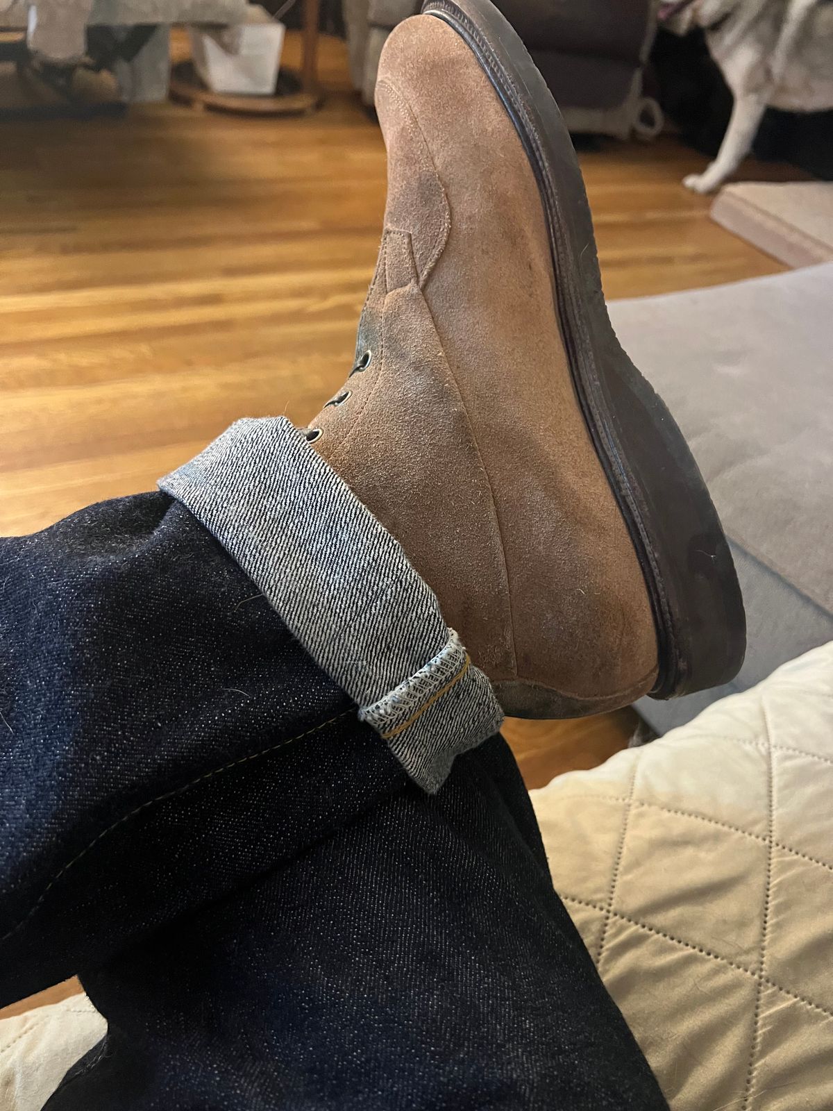 Photo by neogeo on November 27, 2025 of the Viberg Bernhard Boot in Eco Veg Fallow Suede Roughout.