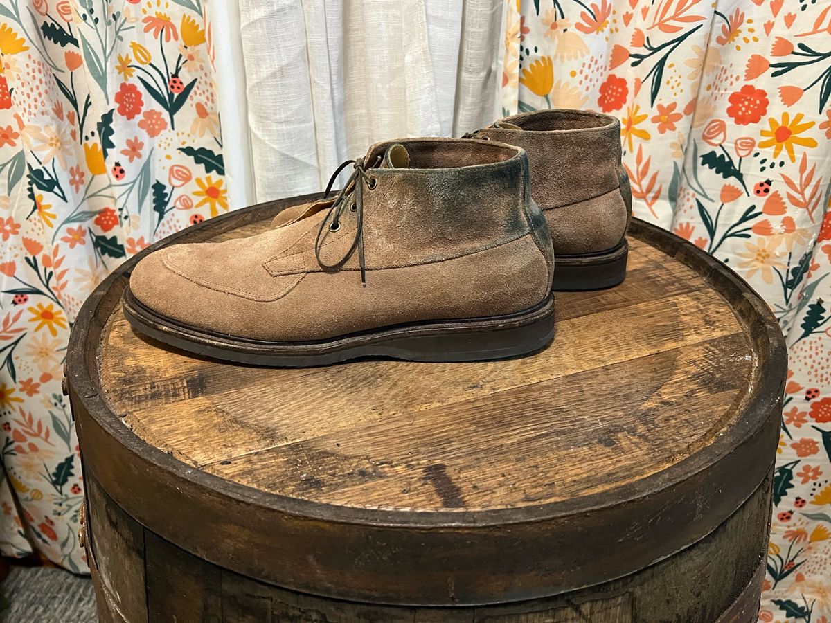 Photo by neogeo on December 6, 2025 of the Viberg Bernhard Boot in Eco Veg Fallow Suede Roughout.