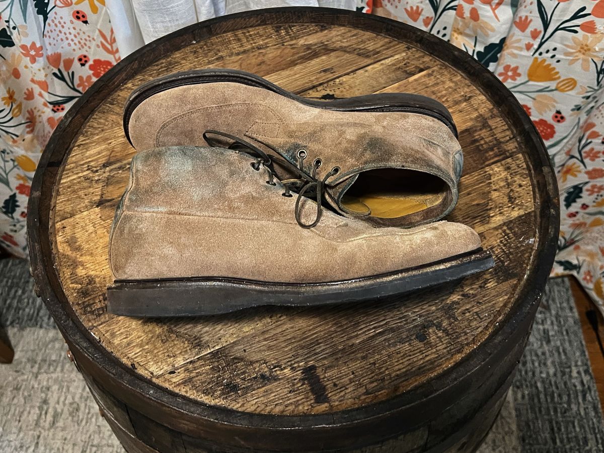Photo by neogeo on December 6, 2025 of the Viberg Bernhard Boot in Eco Veg Fallow Suede Roughout.