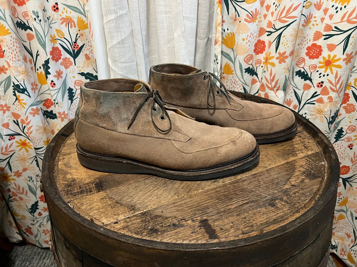 Photo by neogeo on December 6, 2025 of the Viberg Bernhard Boot in Eco Veg Fallow Suede Roughout.