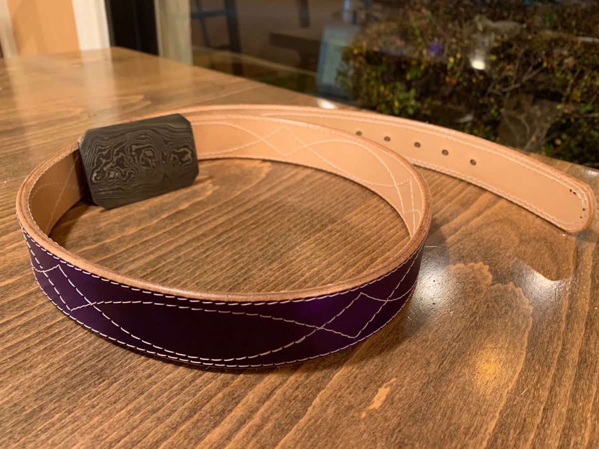 Photo by Emily on November 5, 2025 of the Harker Leatherworks Gunslinger Belt in Herman Oak Vegetable Tanned.