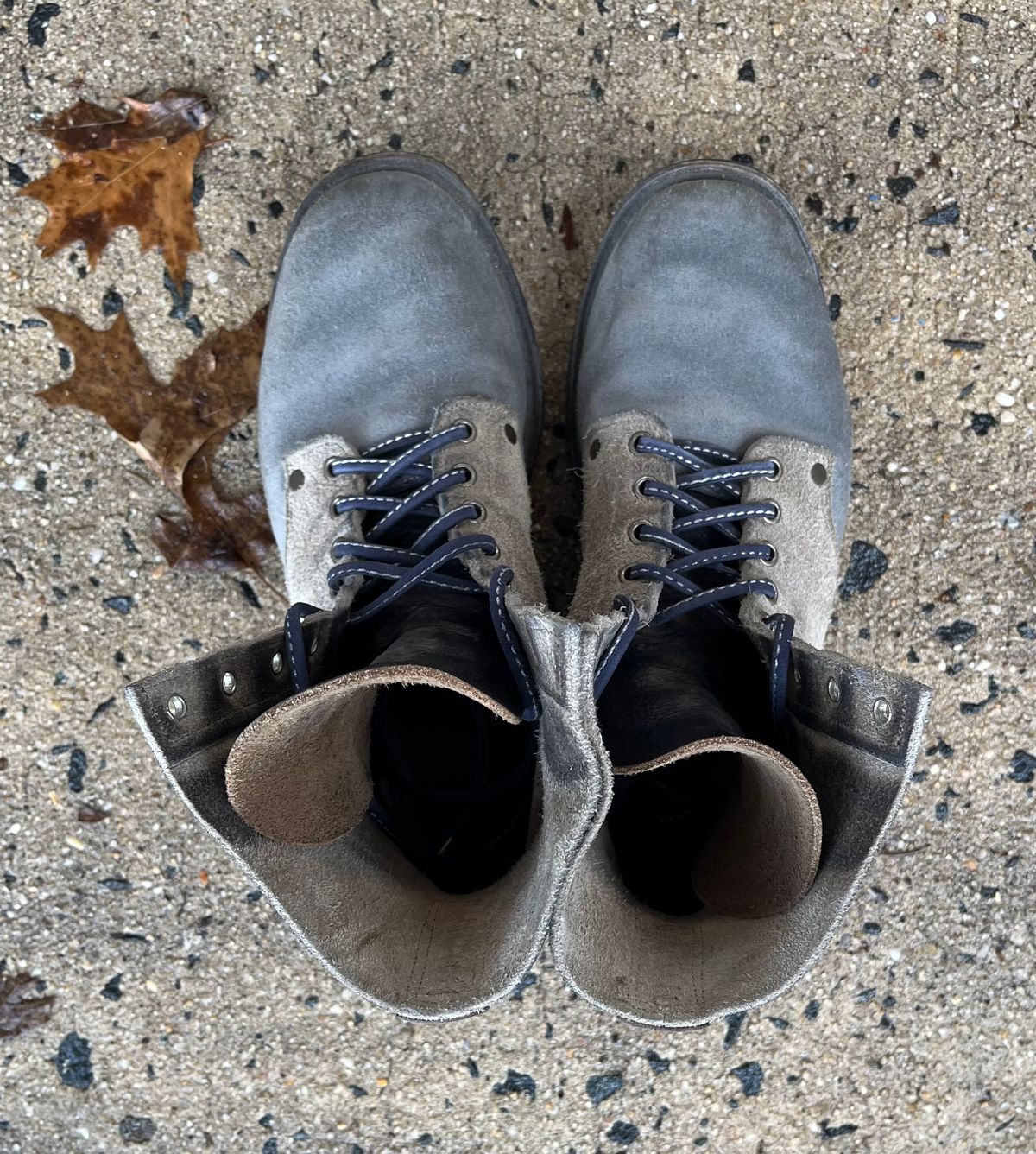 Photo by Emily on March 4, 2026 of the NF Bootmaker Belmont Boot in C.F. Stead Milkshake Desert Oasis Suede & C.F. Stead Flint Kudu & Horween Washed Black Chromexcel & C.F. Stead Storm Suede.