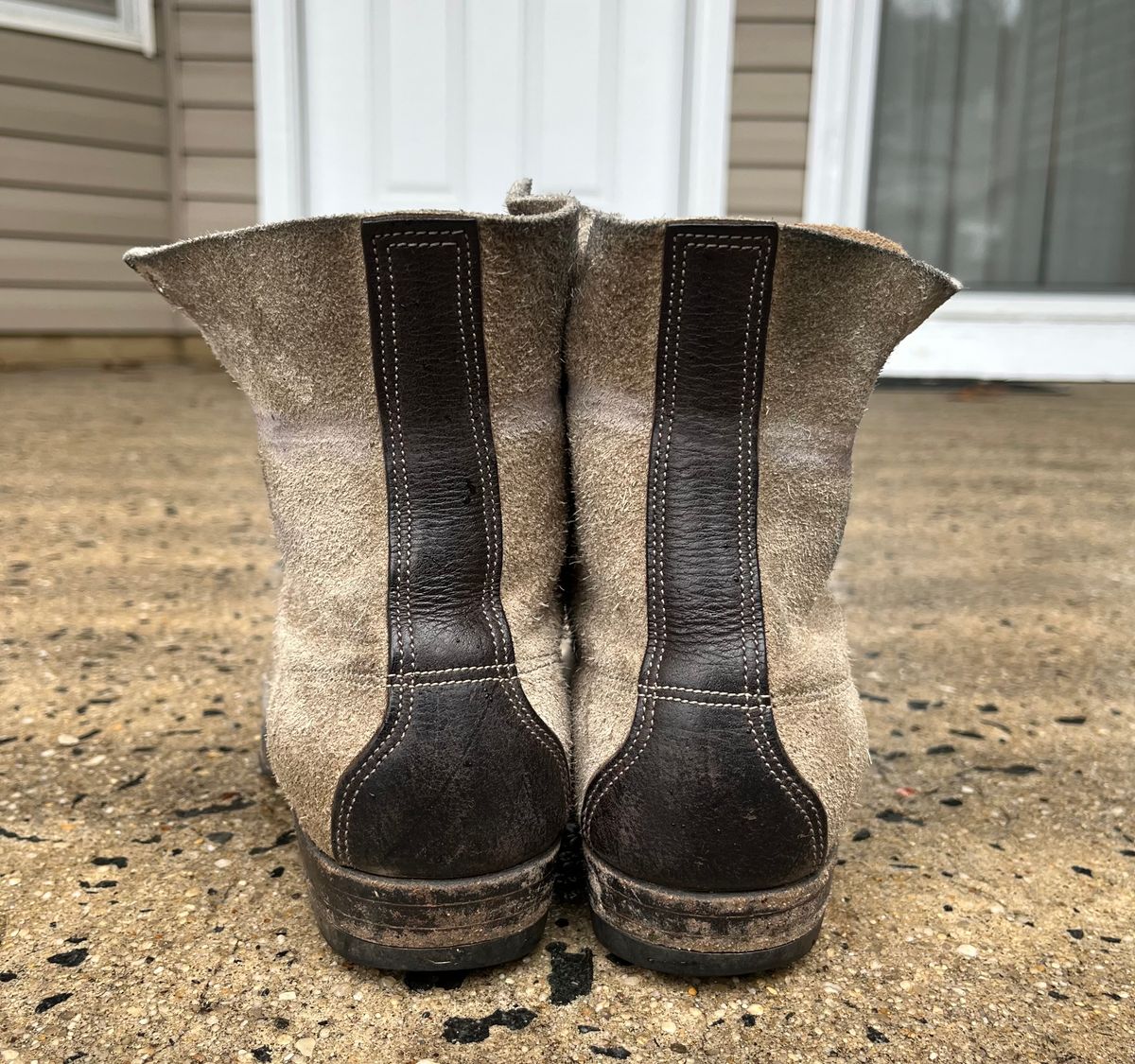 Photo by Emily on April 5, 2026 of the NF Bootmaker Belmont Boot in C.F. Stead Milkshake Desert Oasis Suede & C.F. Stead Flint Kudu & Horween Washed Black Chromexcel & C.F. Stead Storm Suede.