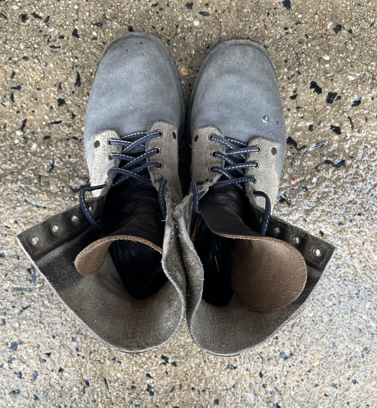 Photo by Emily on April 5, 2026 of the NF Bootmaker Belmont Boot in C.F. Stead Milkshake Desert Oasis Suede & C.F. Stead Flint Kudu & Horween Washed Black Chromexcel & C.F. Stead Storm Suede.