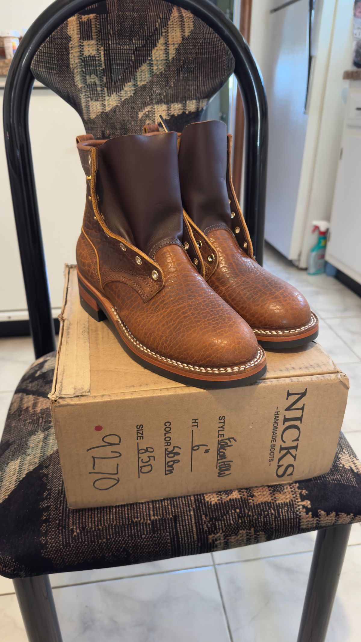 Photo by Josephjay21 on May 20, 2025 of the Nicks Handmade Boots Falcon HNW in Shrunken Bison Brown.