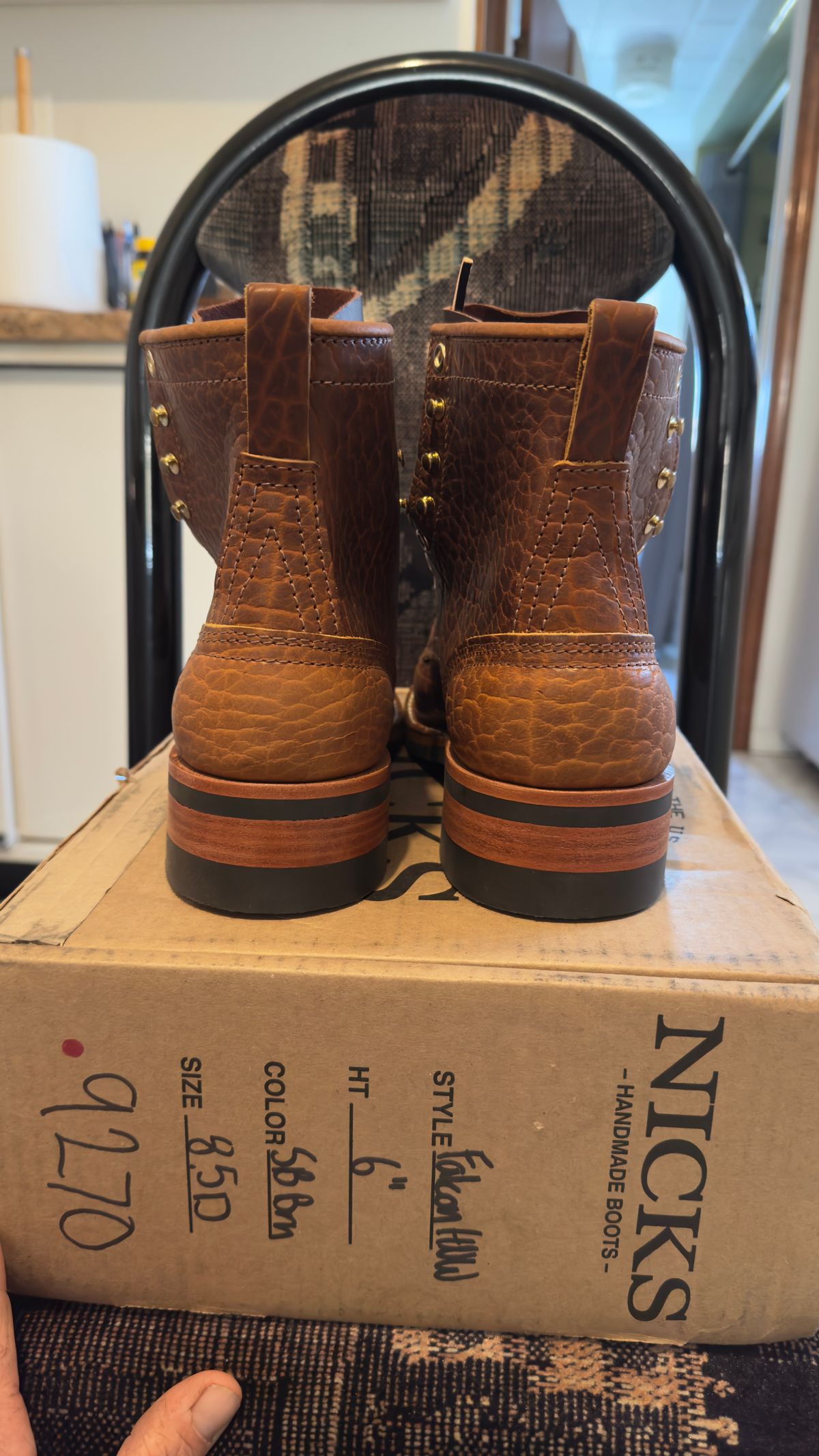 Photo by Josephjay21 on May 20, 2025 of the Nicks Handmade Boots Falcon HNW in Shrunken Bison Brown.