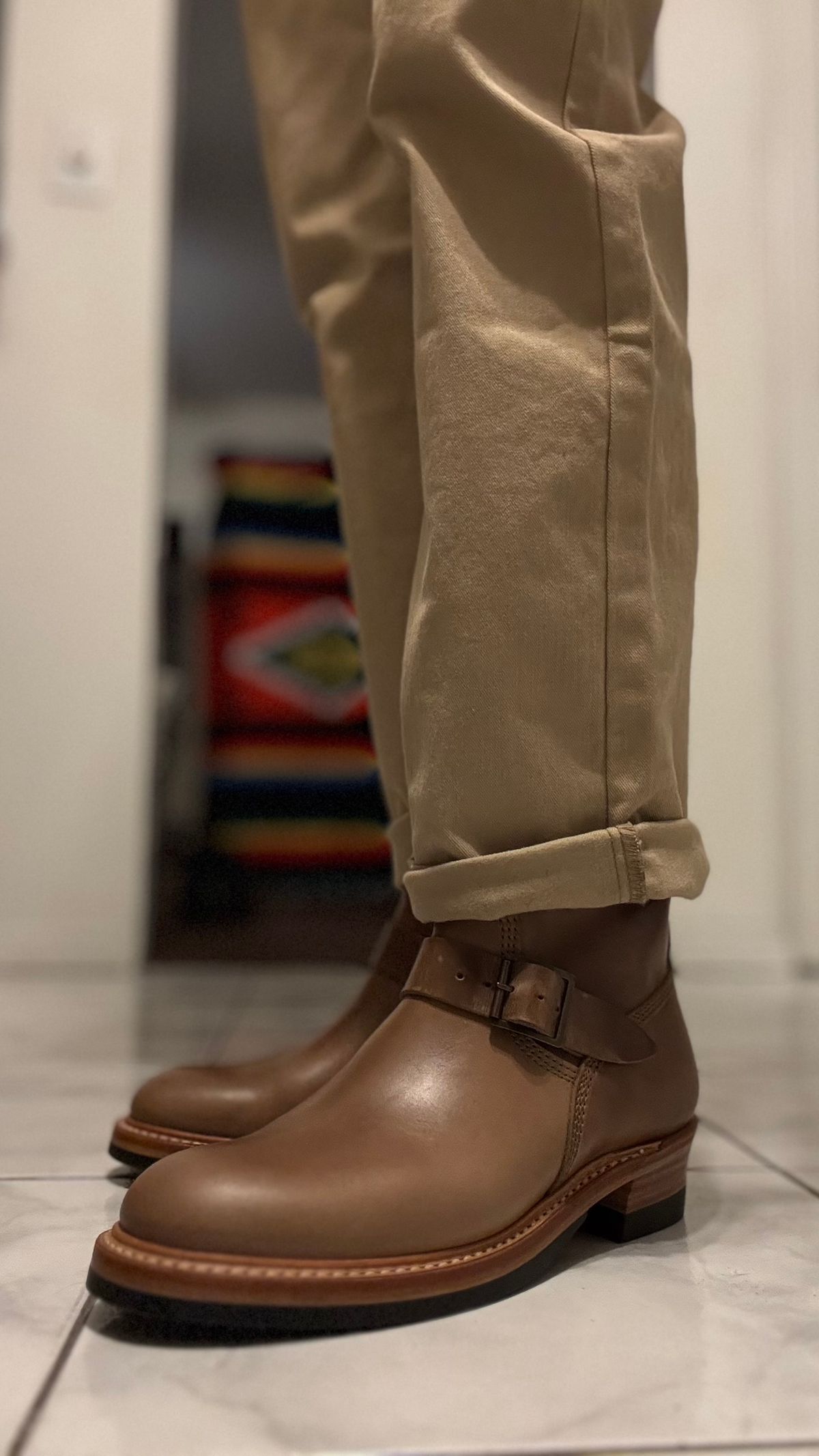 Photo by Josephjay21 on January 29, 2025 of the John Lofgren Wabash Engineer Boots in Horween Natural Chromexcel.