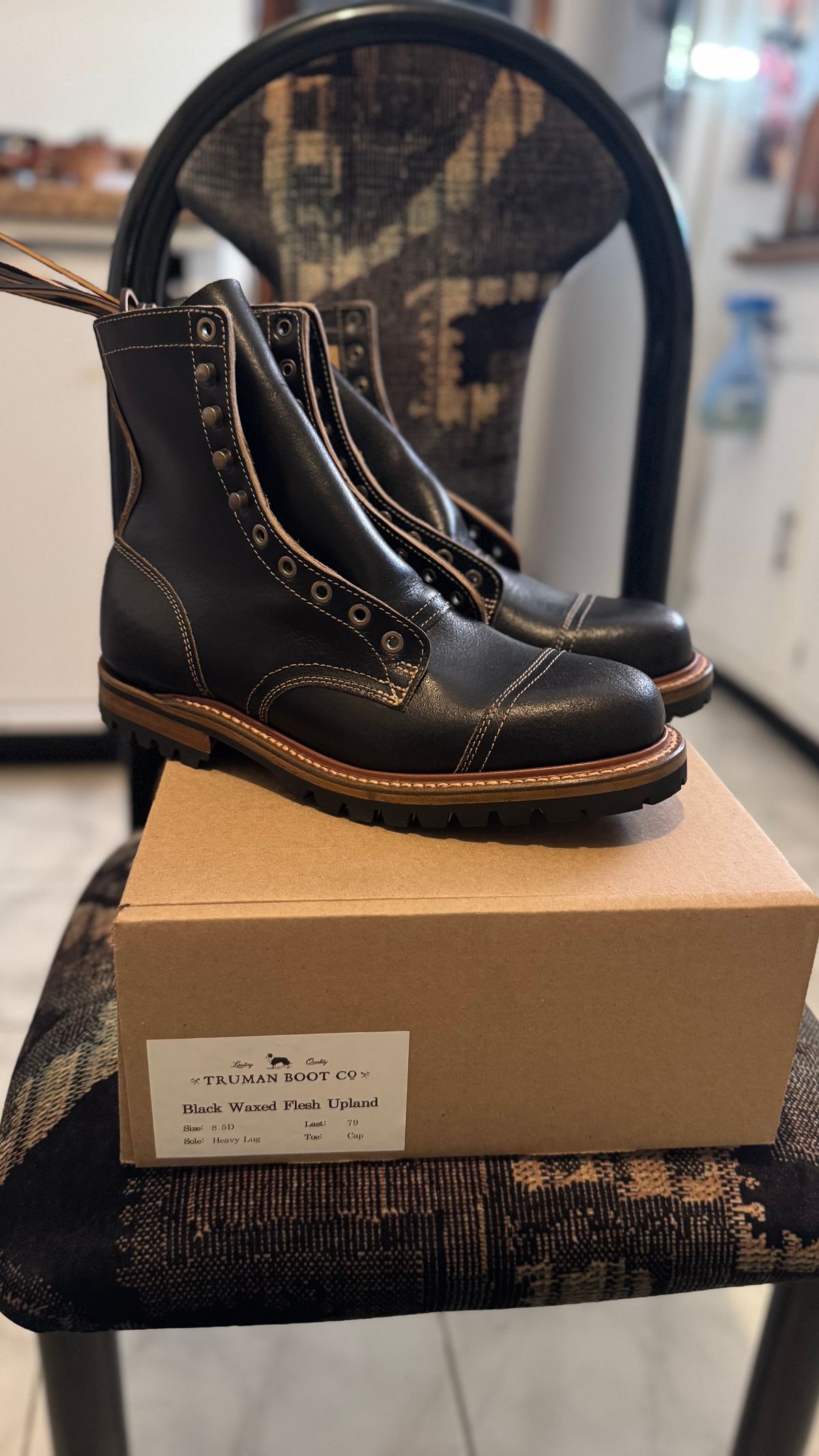 Photo by Josephjay21 on March 10, 2025 of the Truman Upland Boot in Horween Black Waxed Flesh.