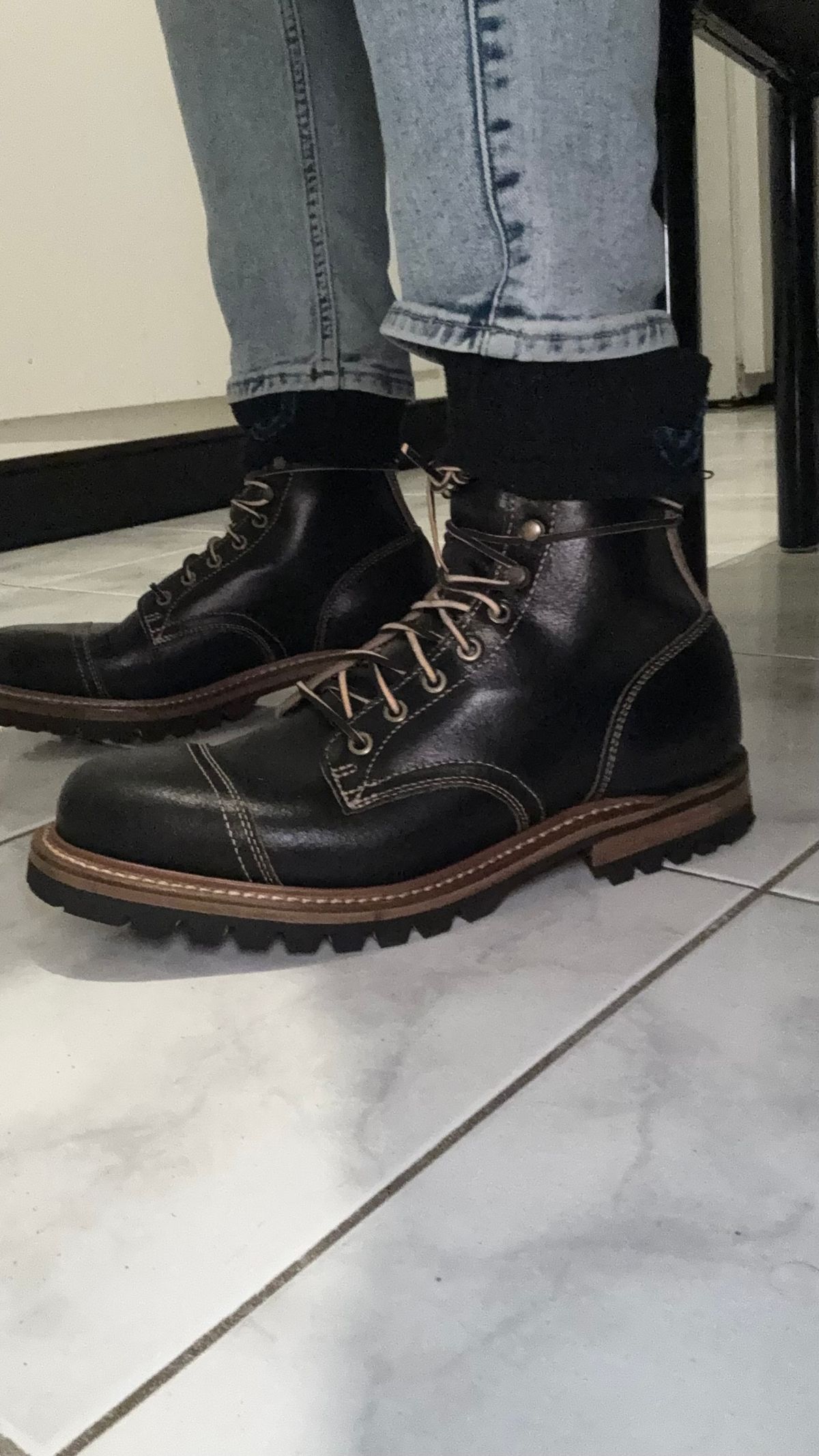 Photo by Josephjay21 on March 10, 2025 of the Truman Upland Boot in Horween Black Waxed Flesh.