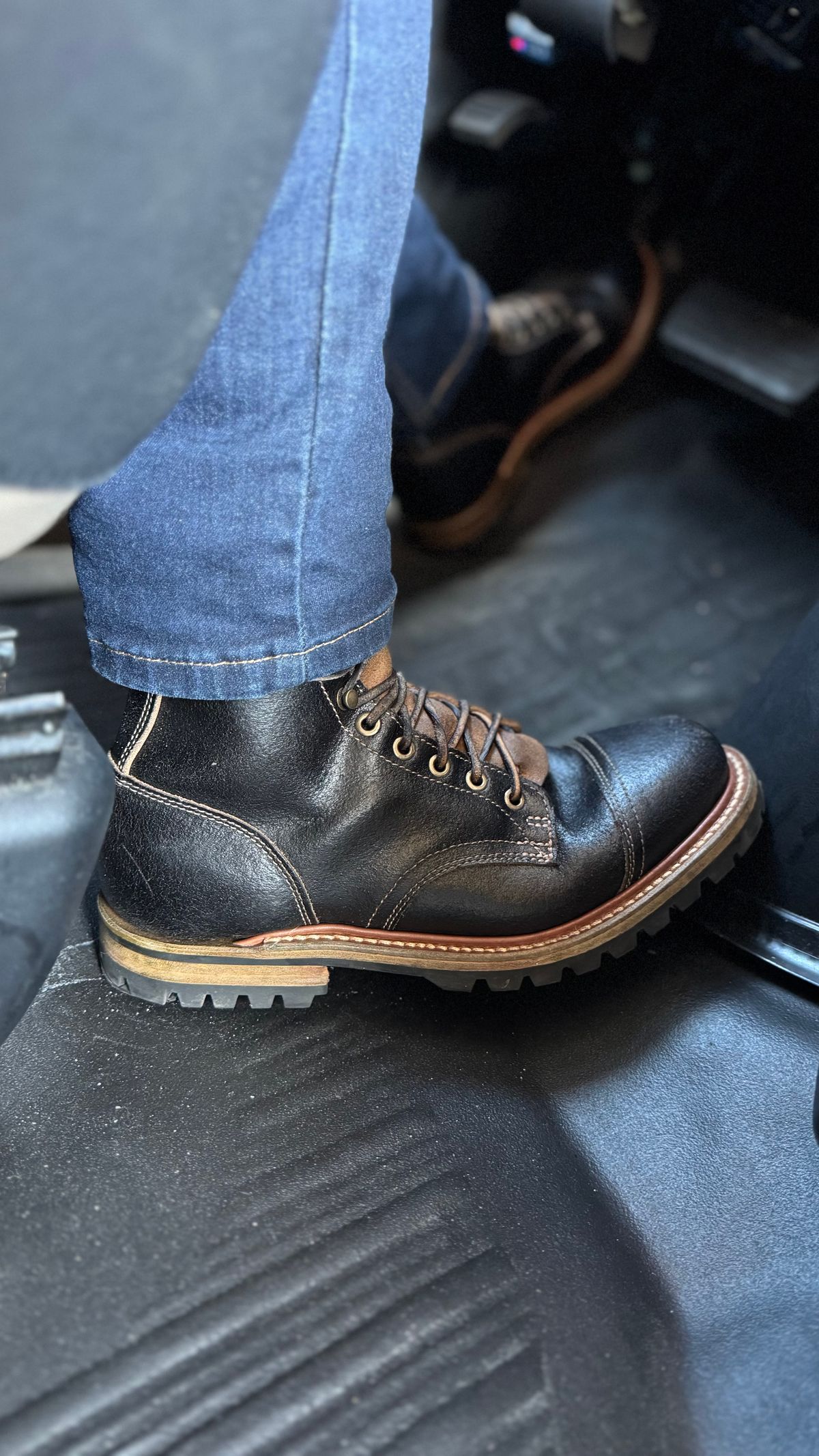 Photo by Josephjay21 on March 25, 2025 of the Truman Upland Boot in Horween Black Waxed Flesh.