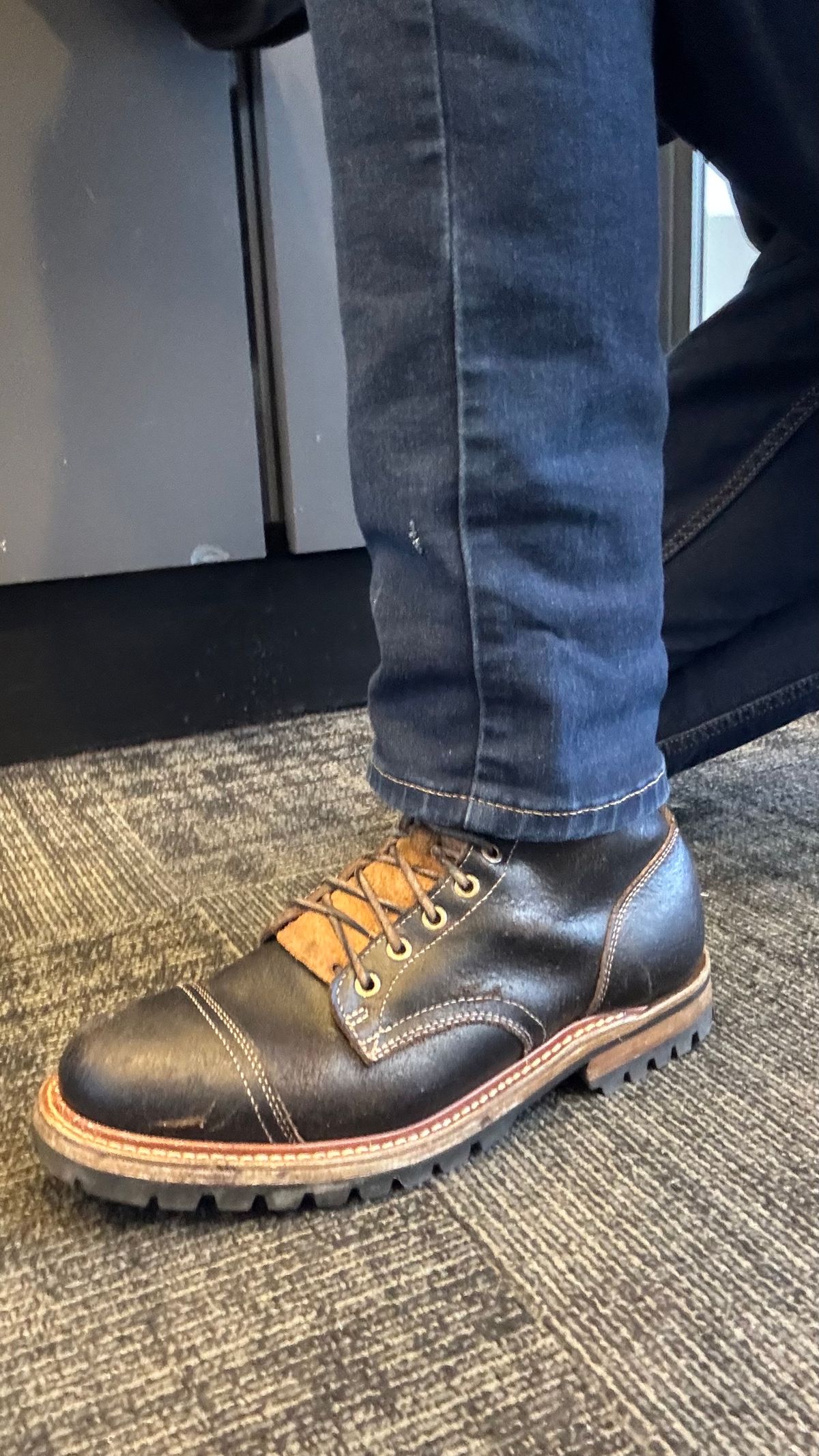Photo by Josephjay21 on April 17, 2025 of the Truman Upland Boot in Horween Black Waxed Flesh.