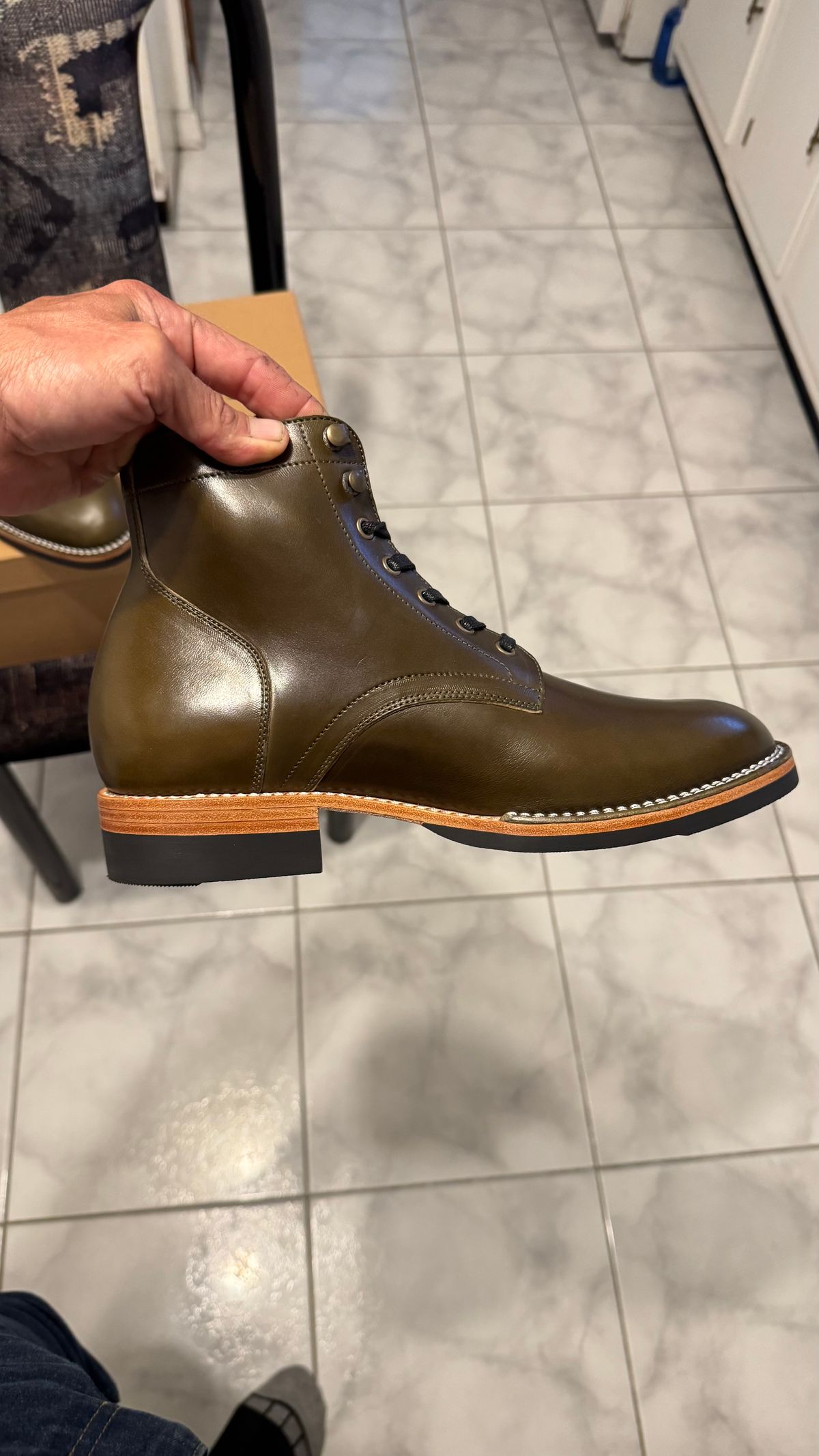 Photo by Josephjay21 on June 26, 2025 of the Junkard SC Plain Toe in Maryam Olive Horsebutt.