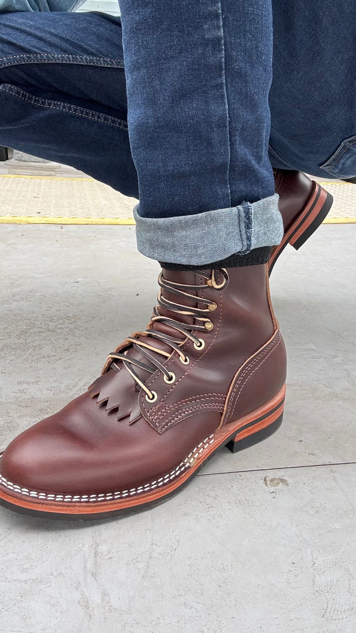 Photo by Josephjay21 on June 27, 2025 of the Nicks Handmade Boots Ranger in 64 Double Shot Brown.