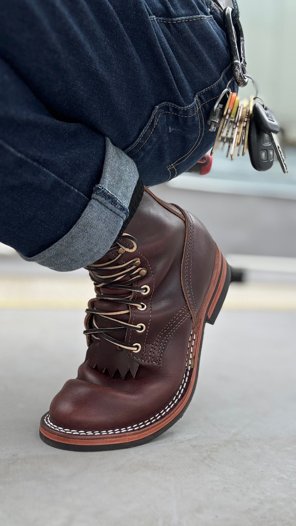 Photo by Josephjay21 on June 27, 2025 of the Nicks Handmade Boots Ranger in 64 Double Shot Brown.