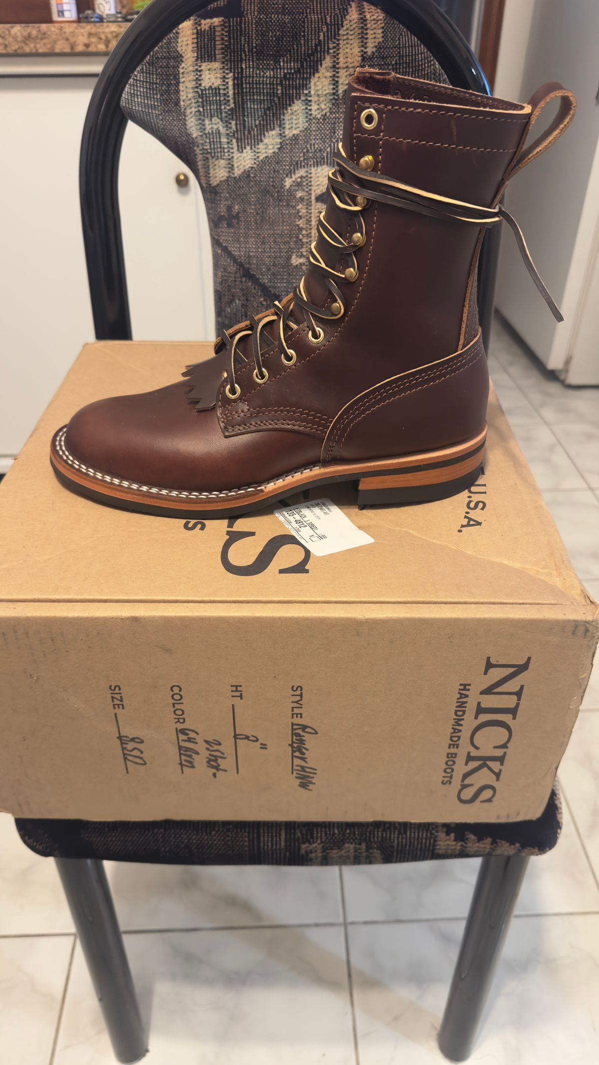 Photo by Josephjay21 on June 25, 2025 of the Nicks Handmade Boots Ranger in 64 Double Shot Brown.