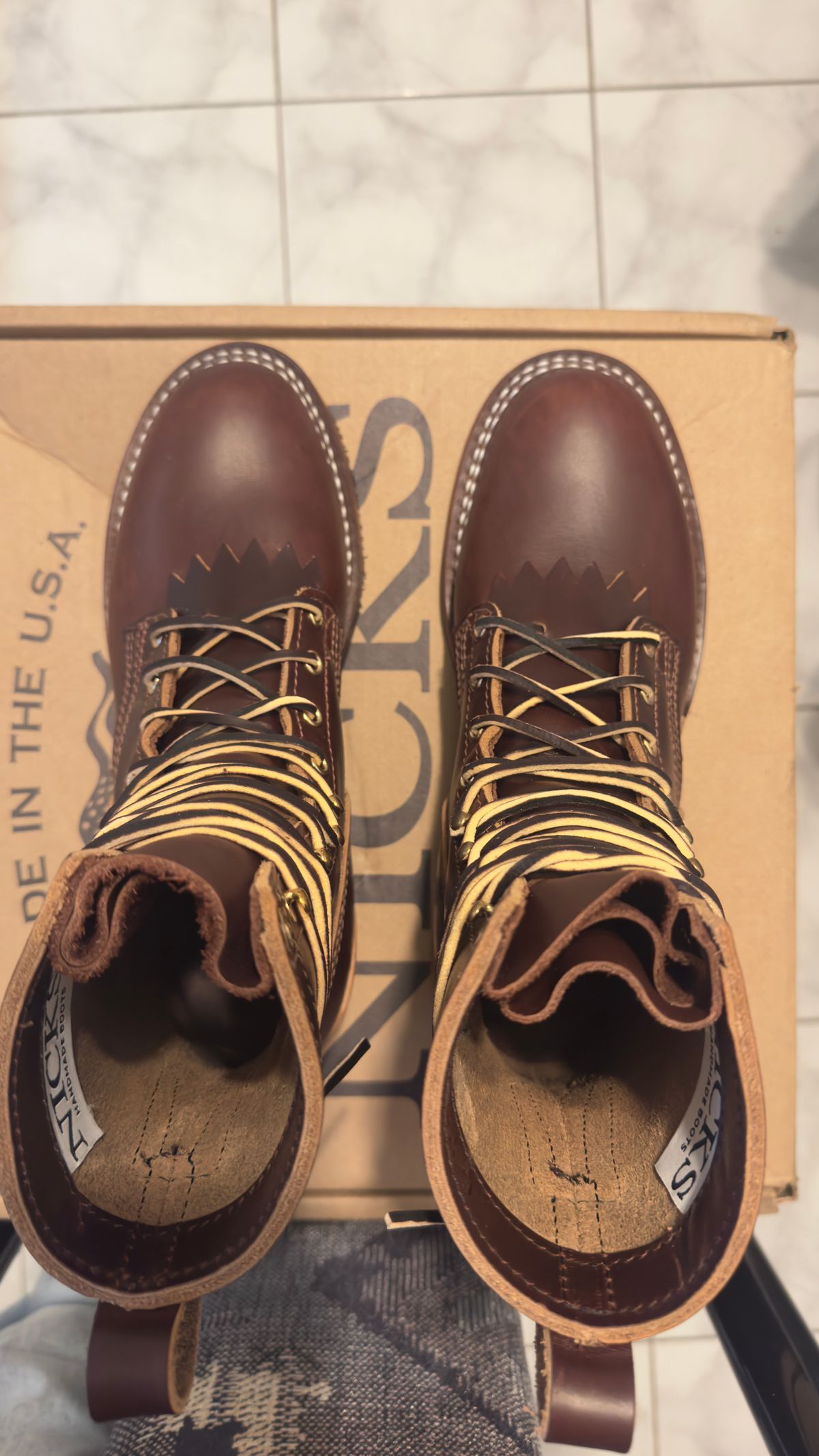 Photo by Josephjay21 on June 25, 2025 of the Nicks Handmade Boots Ranger in 64 Double Shot Brown.