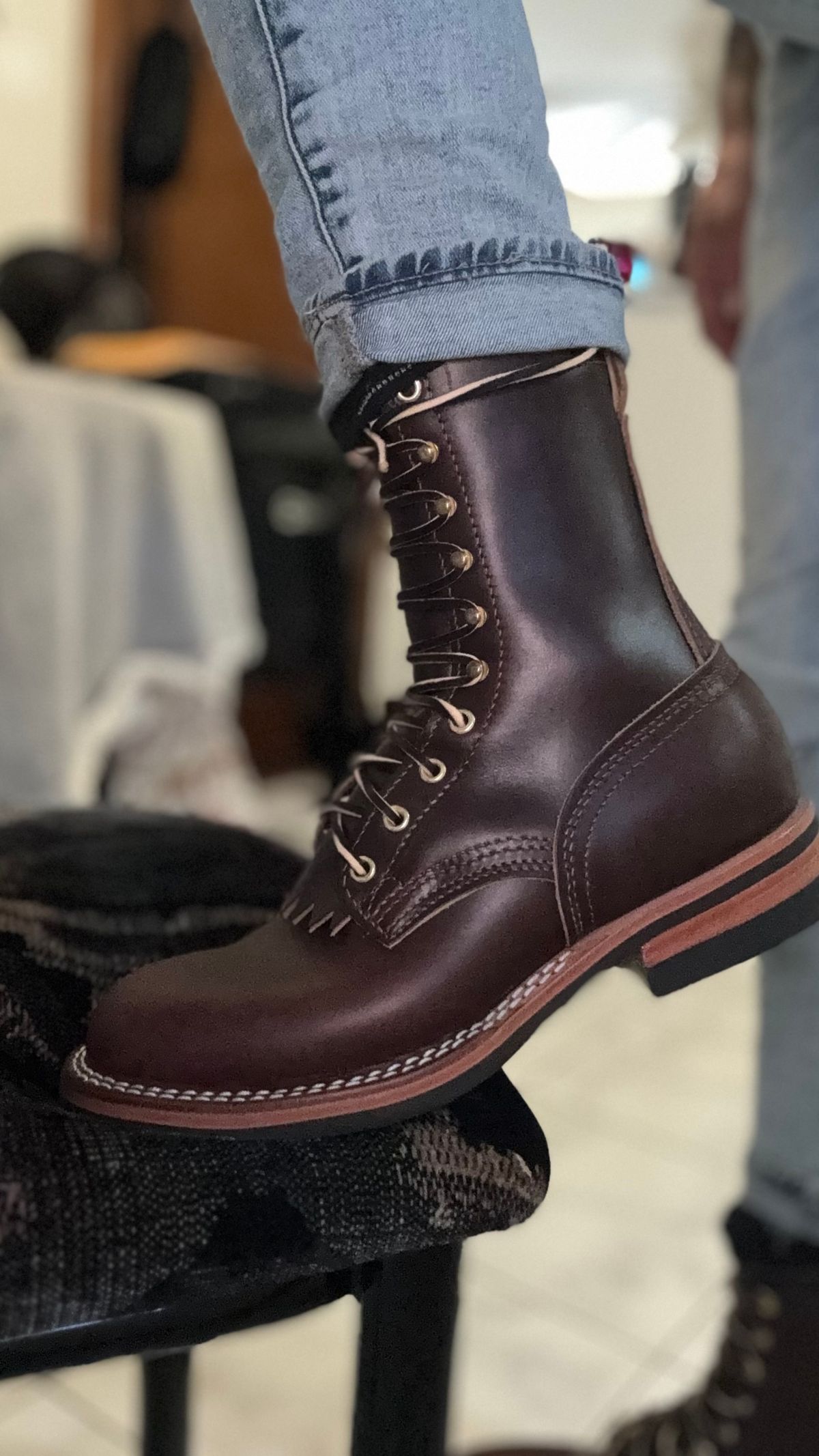 Photo by Josephjay21 on June 24, 2025 of the Nicks Handmade Boots Ranger in 64 Double Shot Brown.
