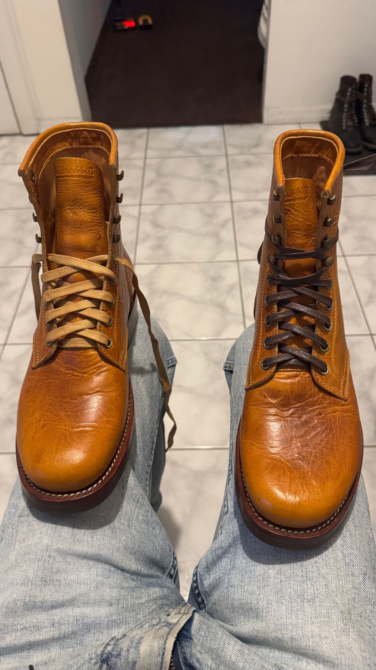 Photo by Josephjay21 on June 13, 2025 of the Jakkrabbits Field Boots in Badalassi Carlo Wax Napoli.