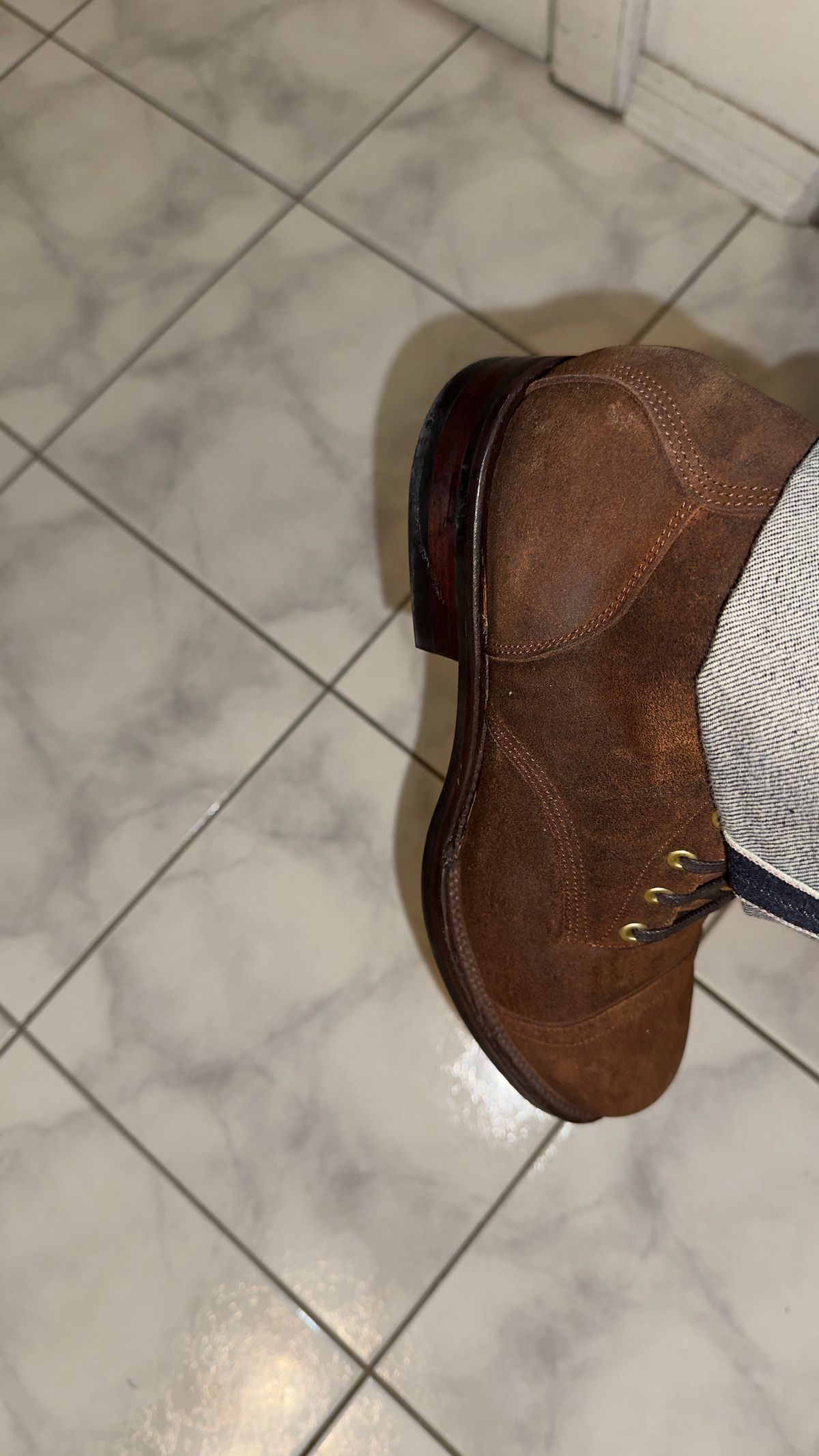 Photo by Josephjay21 on May 1, 2026 of the Unmarked DB Hunter Cap Toe in C.F. Stead Rust Waxy Commander Suede.