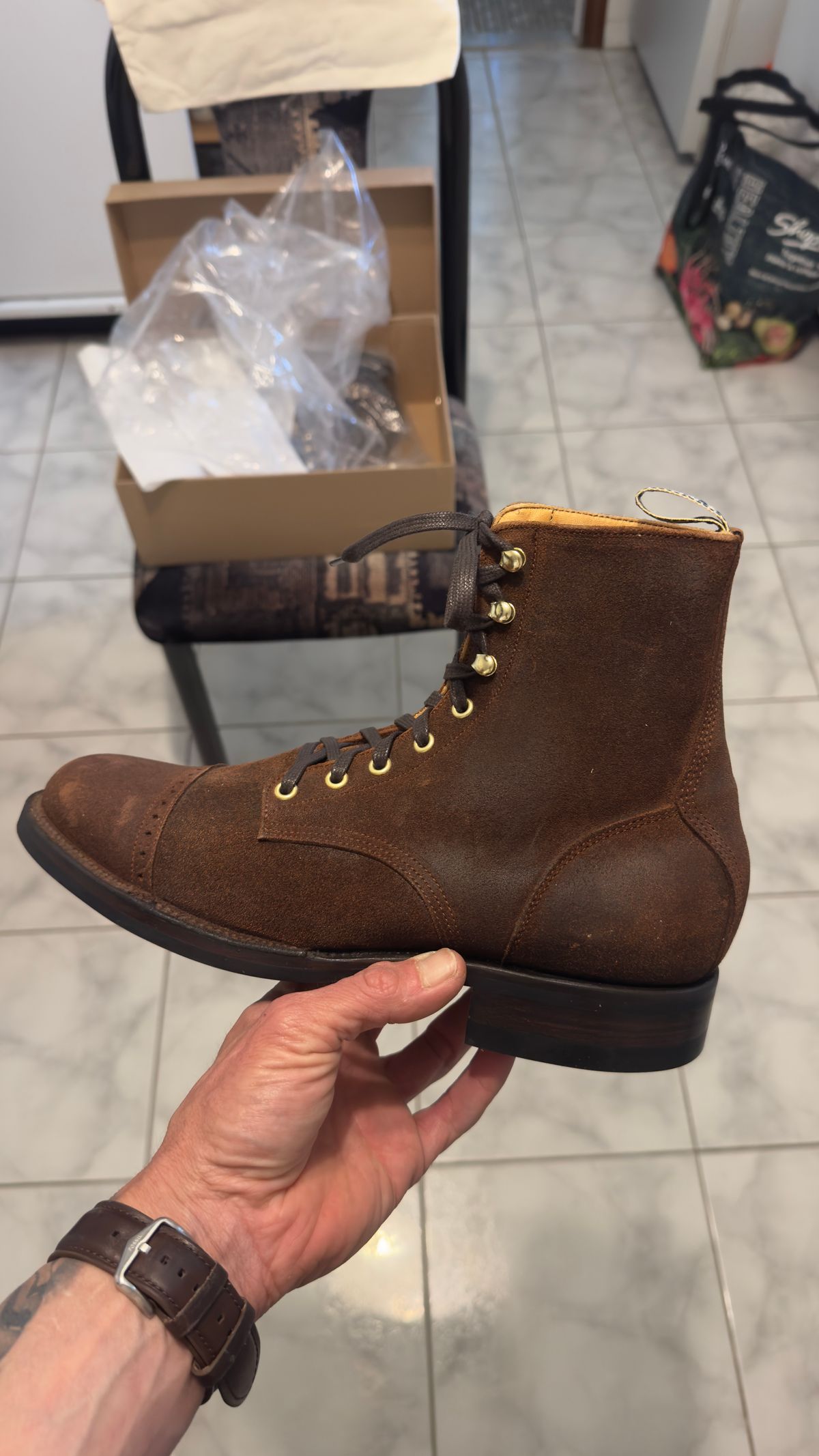 Photo by Josephjay21 on May 1, 2026 of the Unmarked DB Hunter Cap Toe in C.F. Stead Rust Waxy Commander Suede.
