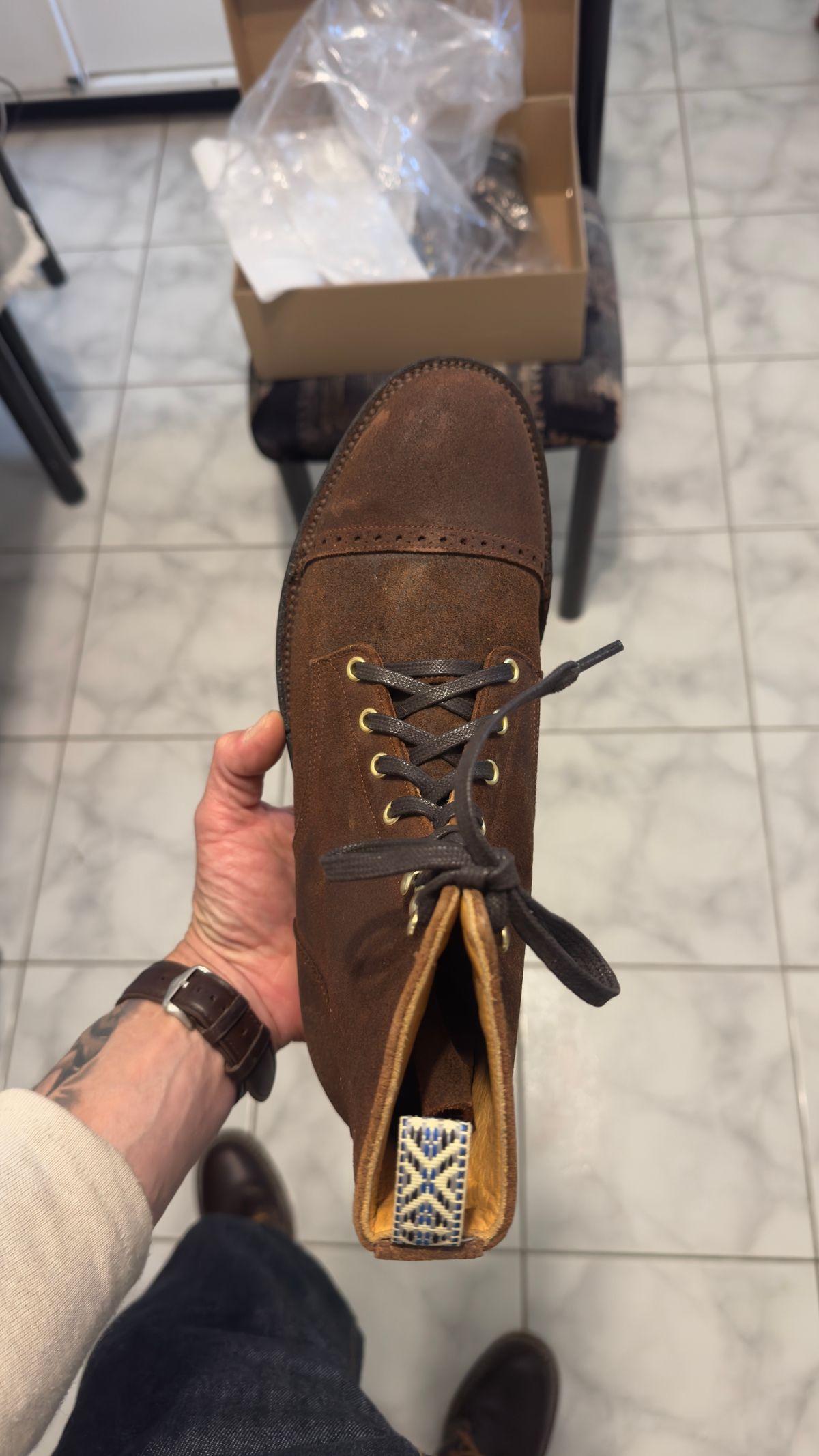 Photo by Josephjay21 on May 1, 2026 of the Unmarked DB Hunter Cap Toe in C.F. Stead Rust Waxy Commander Suede.