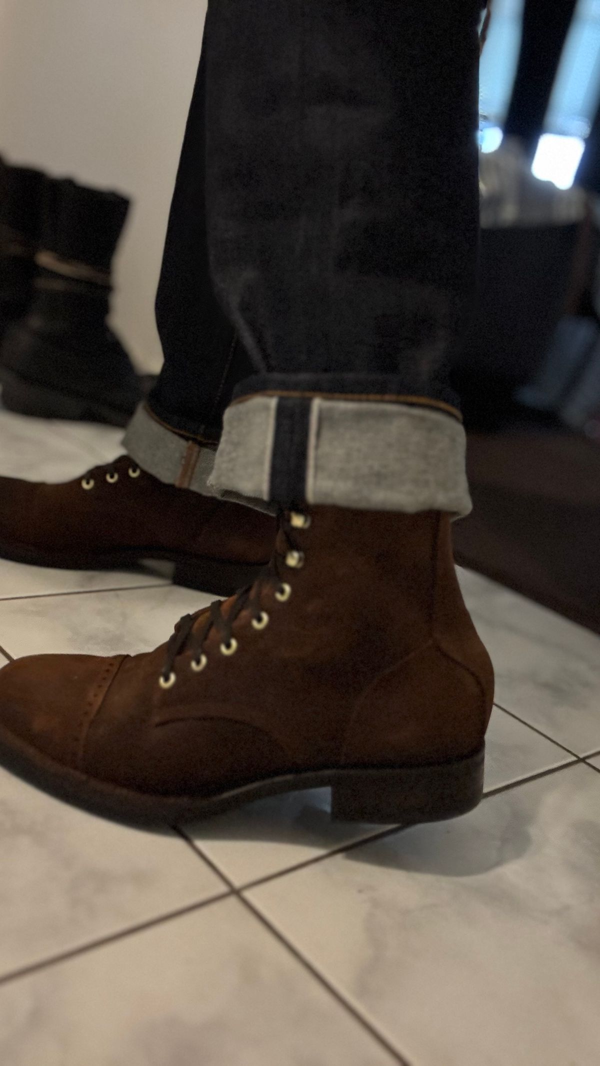 Photo by Josephjay21 on May 1, 2026 of the Unmarked DB Hunter Cap Toe in C.F. Stead Rust Waxy Commander Suede.