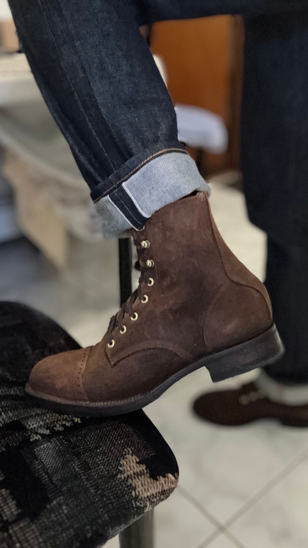 Photo by Josephjay21 on May 1, 2026 of the Unmarked DB Hunter Cap Toe in C.F. Stead Rust Waxy Commander Suede.