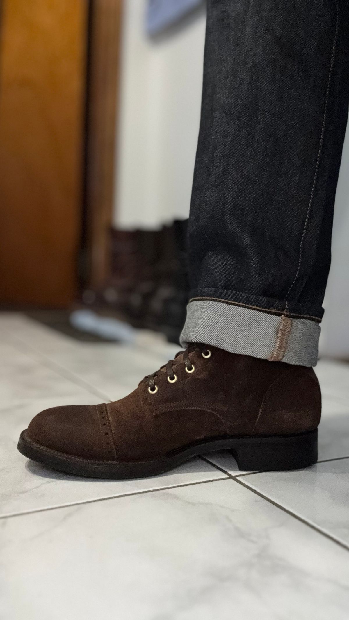 Photo by Josephjay21 on May 1, 2026 of the Unmarked DB Hunter Cap Toe in C.F. Stead Rust Waxy Commander Suede.