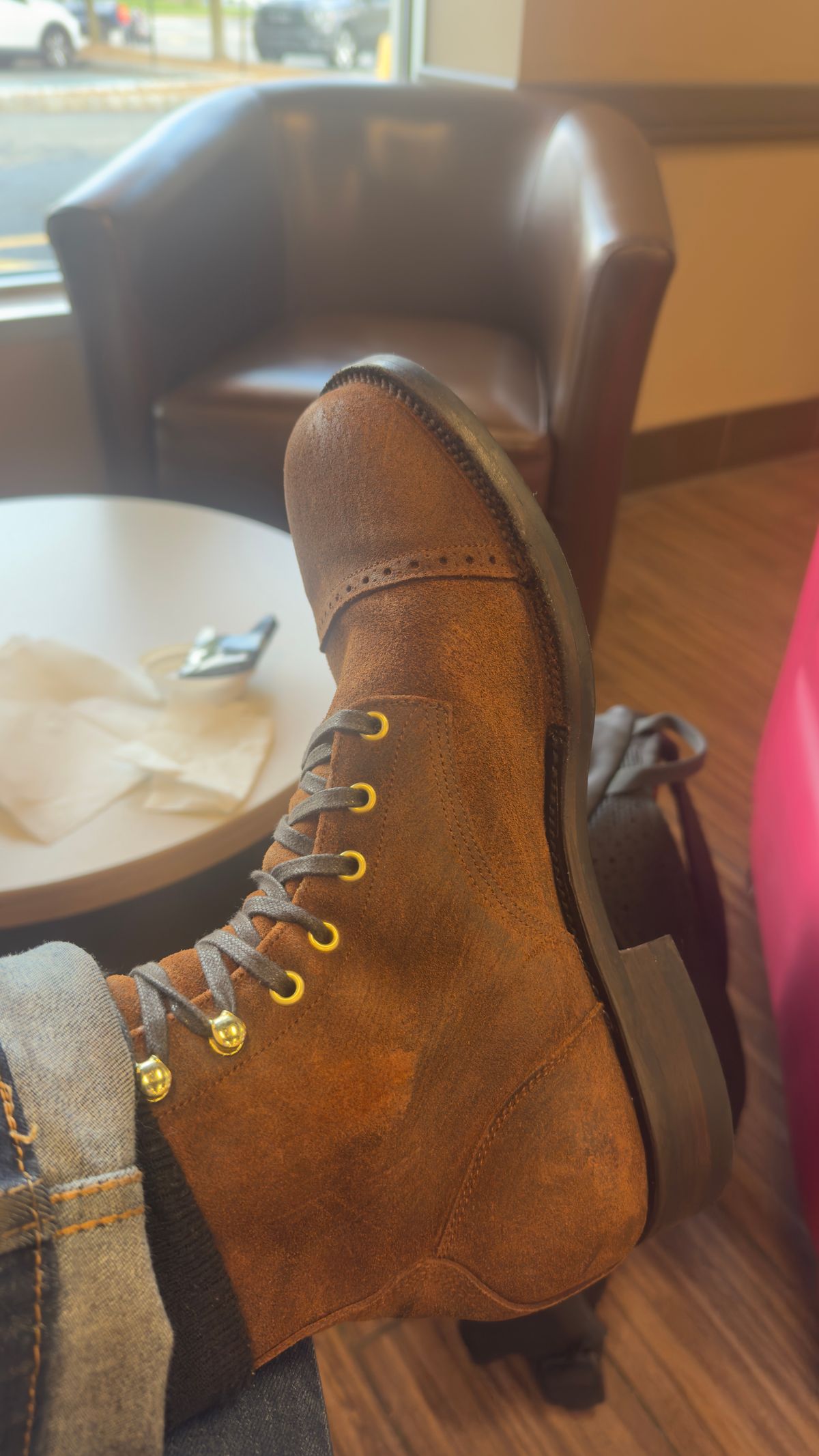 Photo by Josephjay21 on May 2, 2026 of the Unmarked DB Hunter Cap Toe in C.F. Stead Rust Waxy Commander Suede.