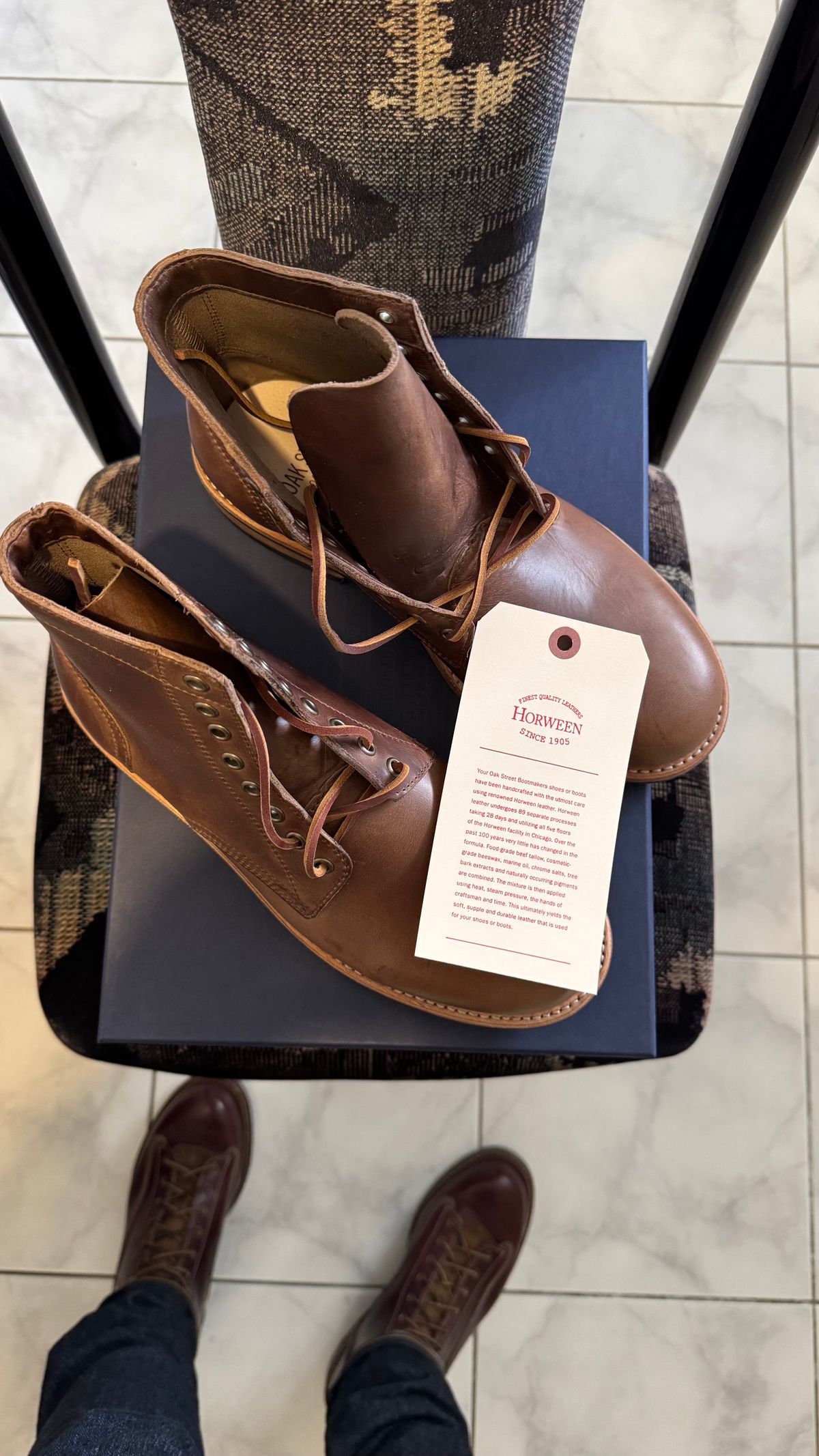 Photo by Josephjay21 on March 25, 2025 of the Oak Street Bootmakers Trench Boot in Horween Natural Chromexcel.