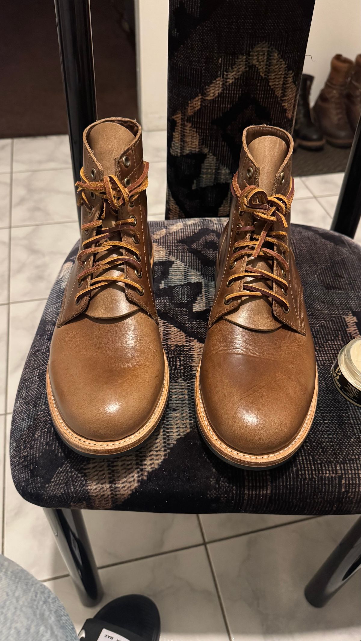 Photo by Josephjay21 on March 27, 2025 of the Oak Street Bootmakers Trench Boot in Horween Natural Chromexcel.