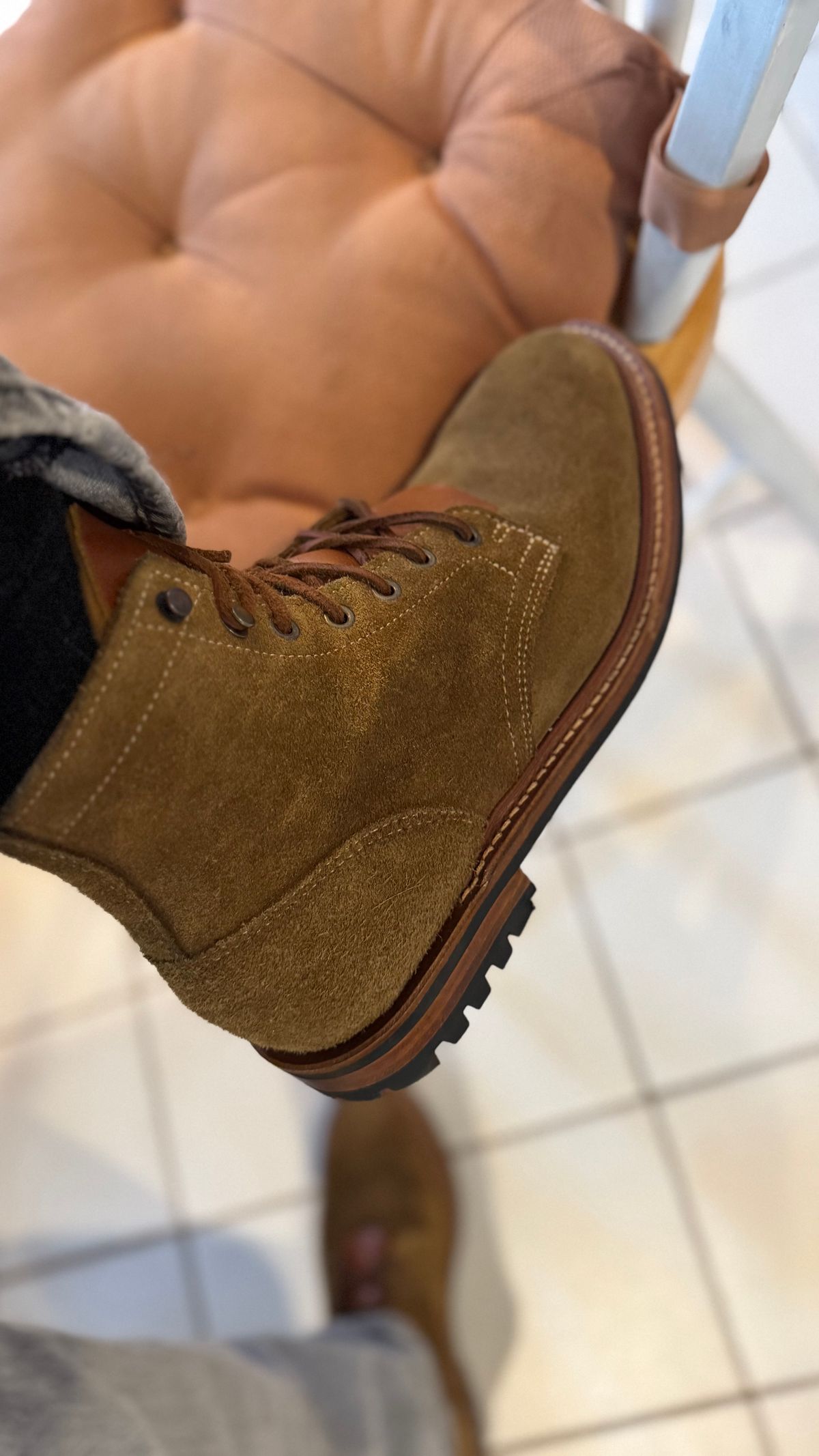 Photo by Josephjay21 on January 10, 2026 of the Truman Plain Toe Boot in Coyote Roughout.