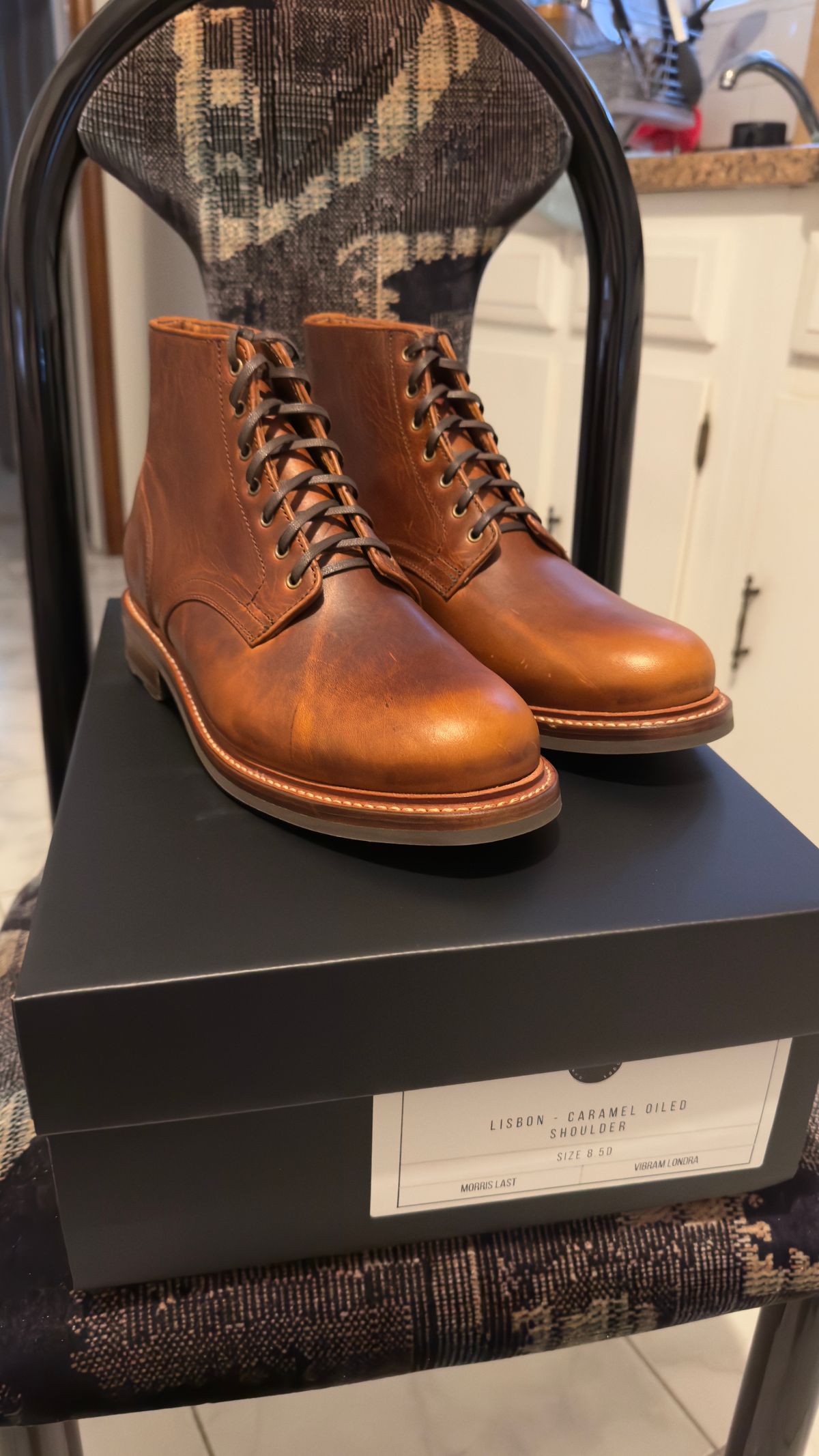 Photo by Josephjay21 on May 8, 2025 of the Caswell Boot Company Lisbon in C.F. Stead Caramel Classic Oiled Shoulder.